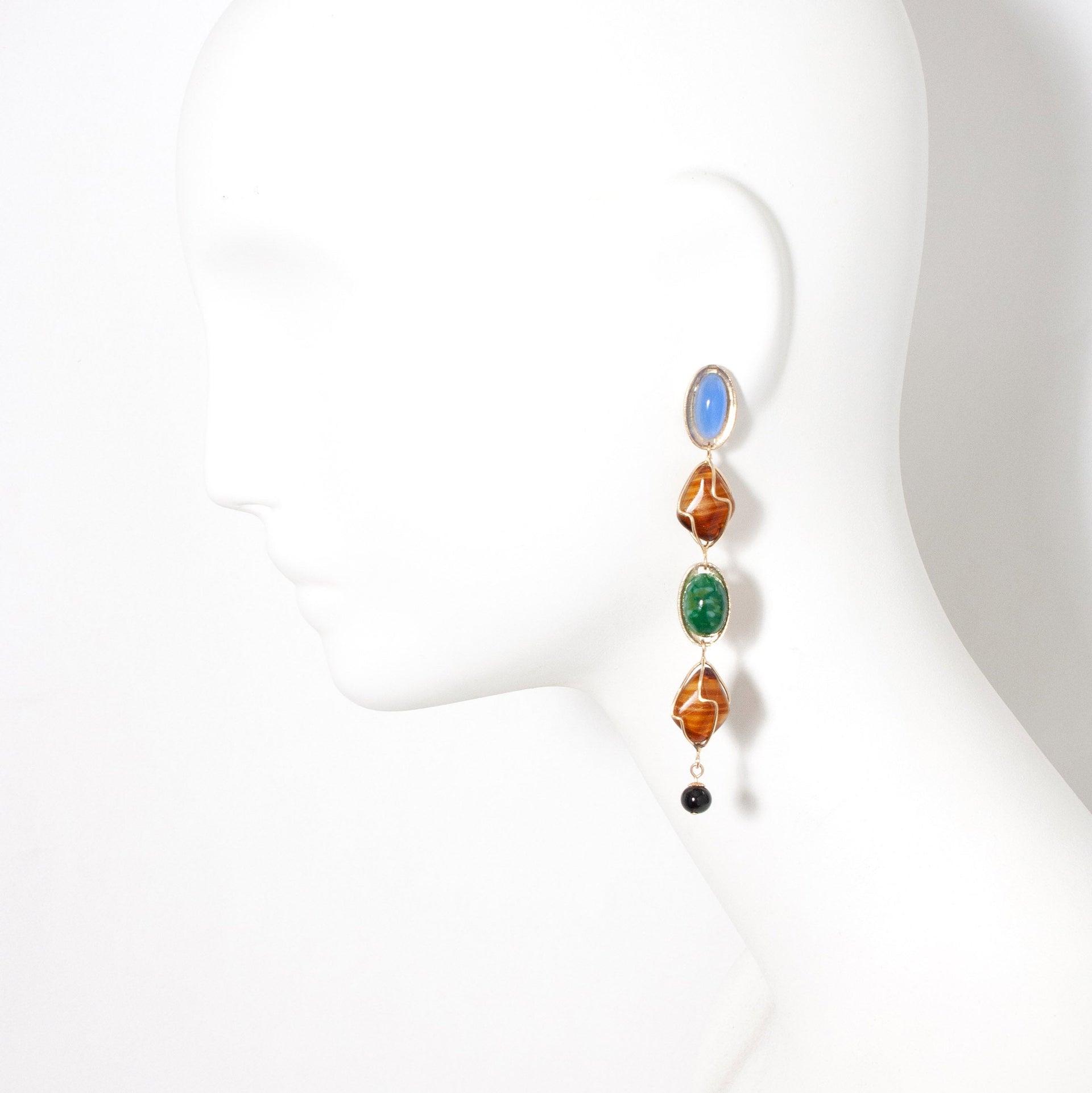 Paseo Earring In Black Scarab And Tigers Eye