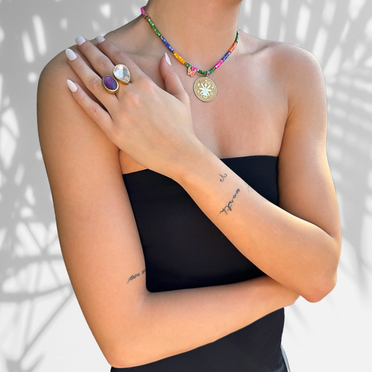 Passion & Balance Double Gemstone Adjustable Ring - Multicolor
