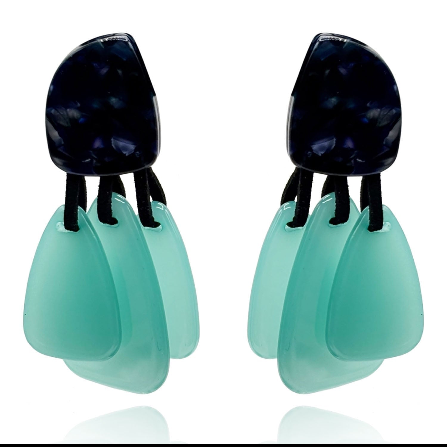 Patrizia Lapis Resin Pierced Top Earrings With Turquoise Resin Drops