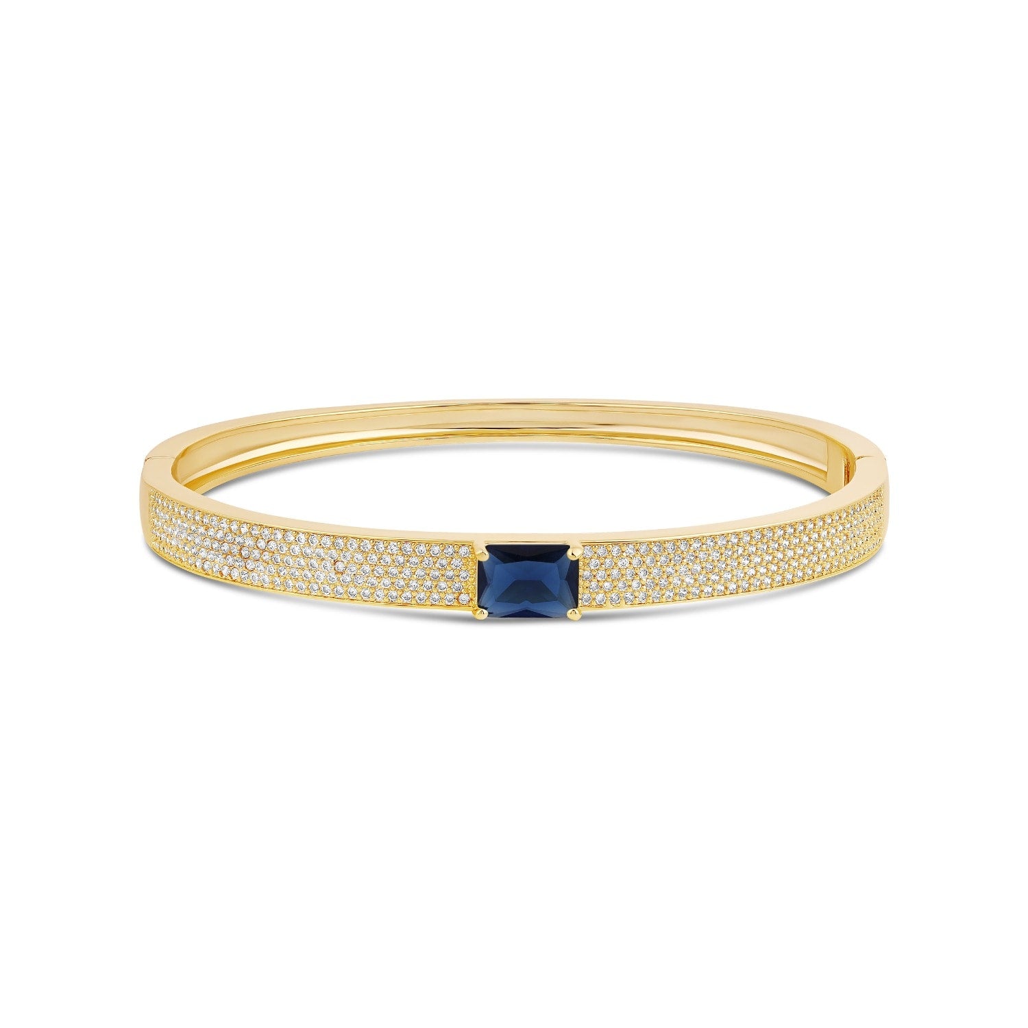 Pave Bangle With Stone - Gold & Blue