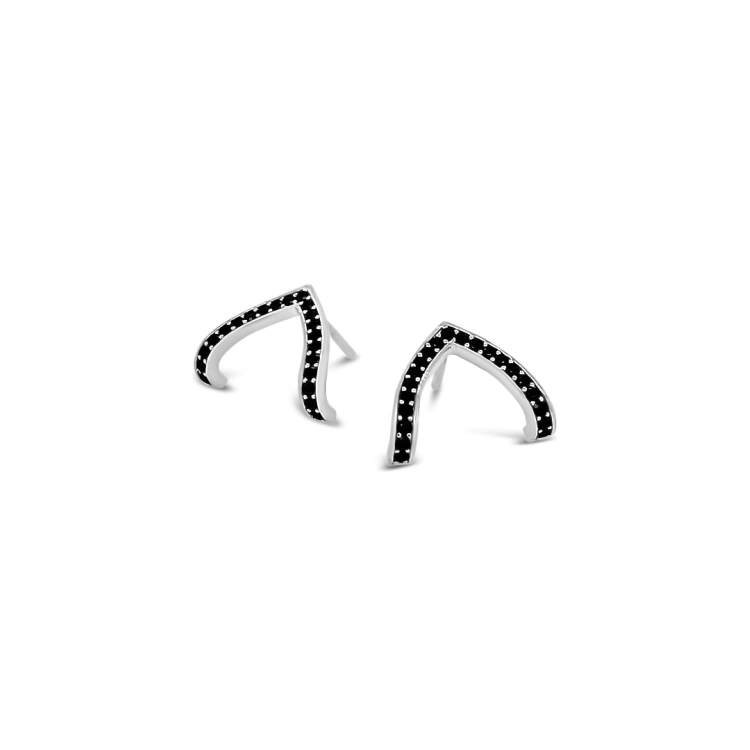 Pave Black Cz Wishbone Studs