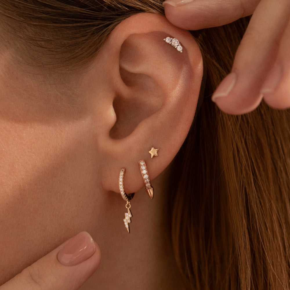 Pavé Bullet Huggies Silver