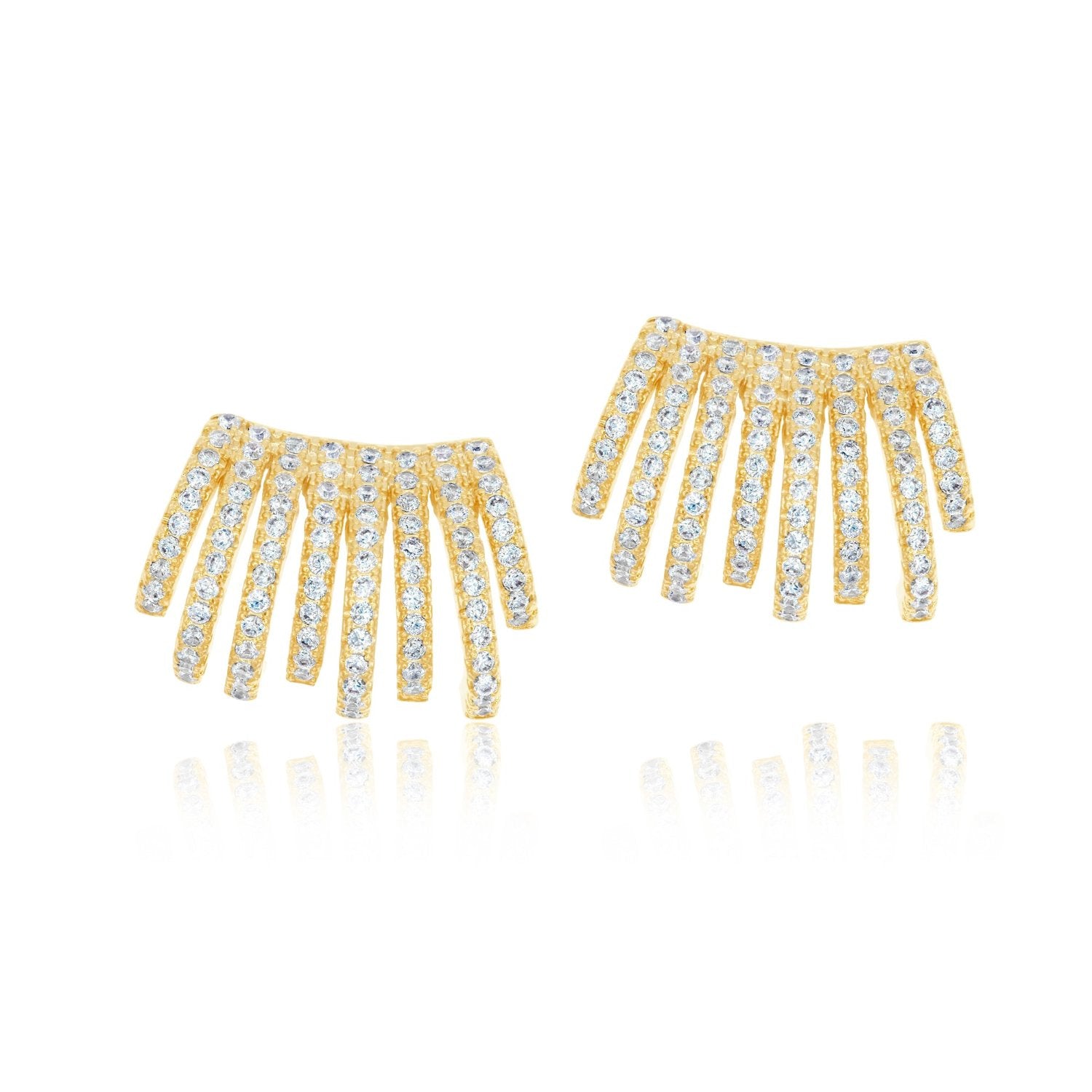 Pave Caged Huggies - Gold