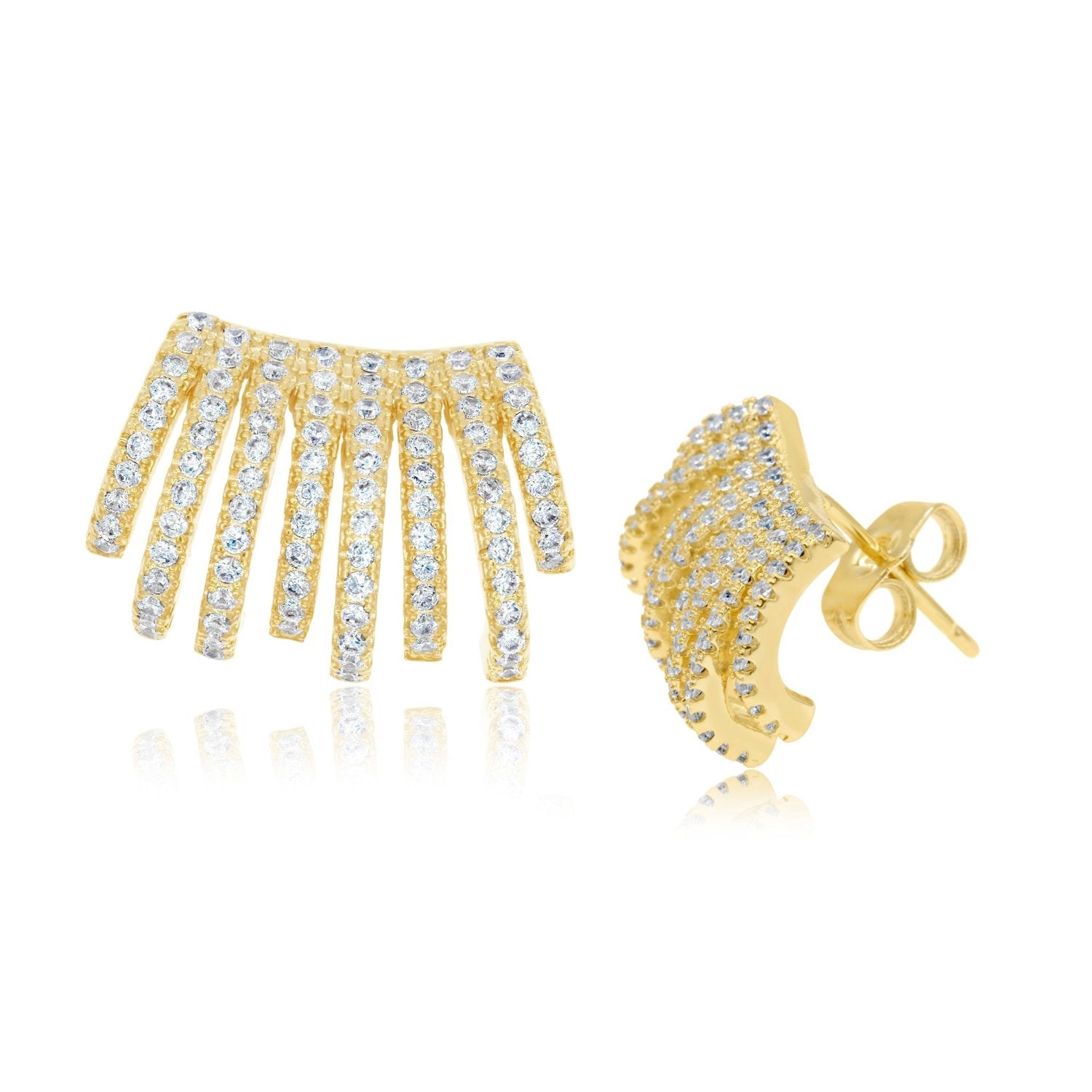Pave Caged Huggies - Gold