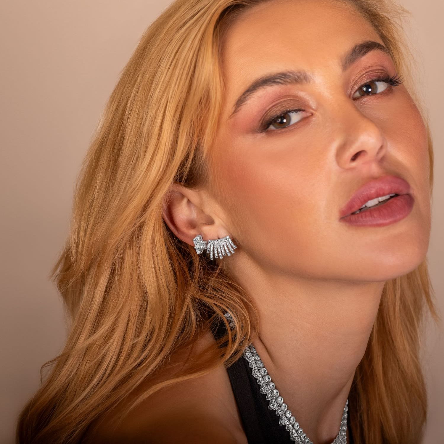 Pave Caged Huggies - Silver