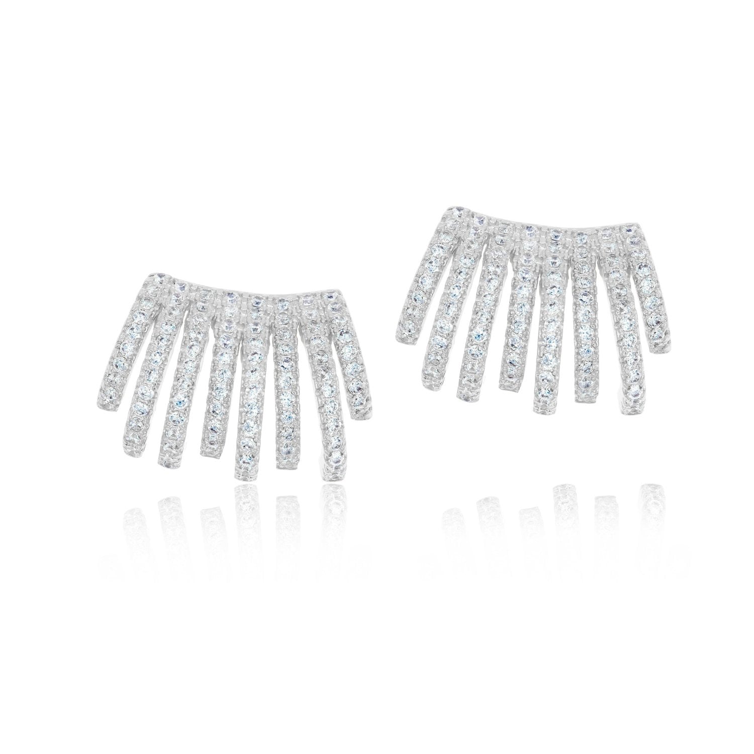 Pave Caged Huggies - Silver