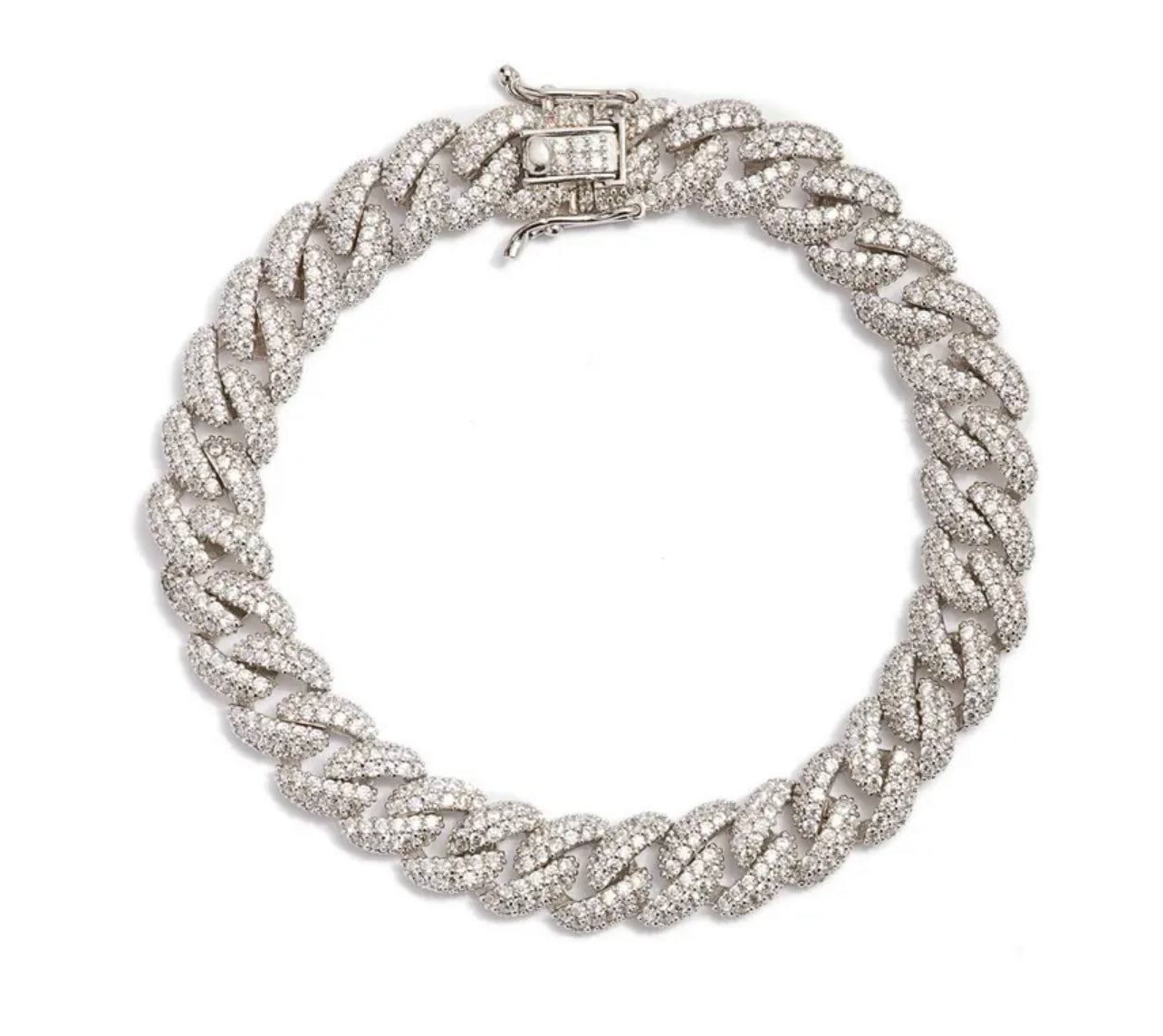 Pave Cuban Bracelet - Silver