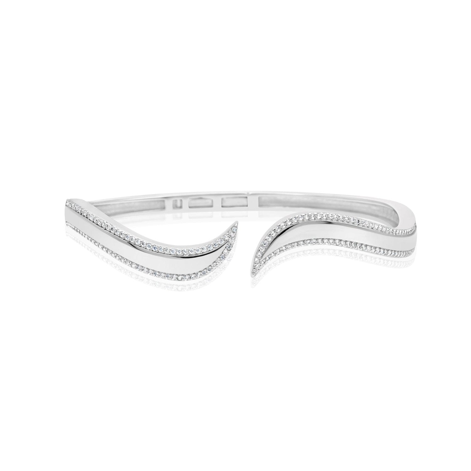 Pave Outline Curl Cuff - Silver