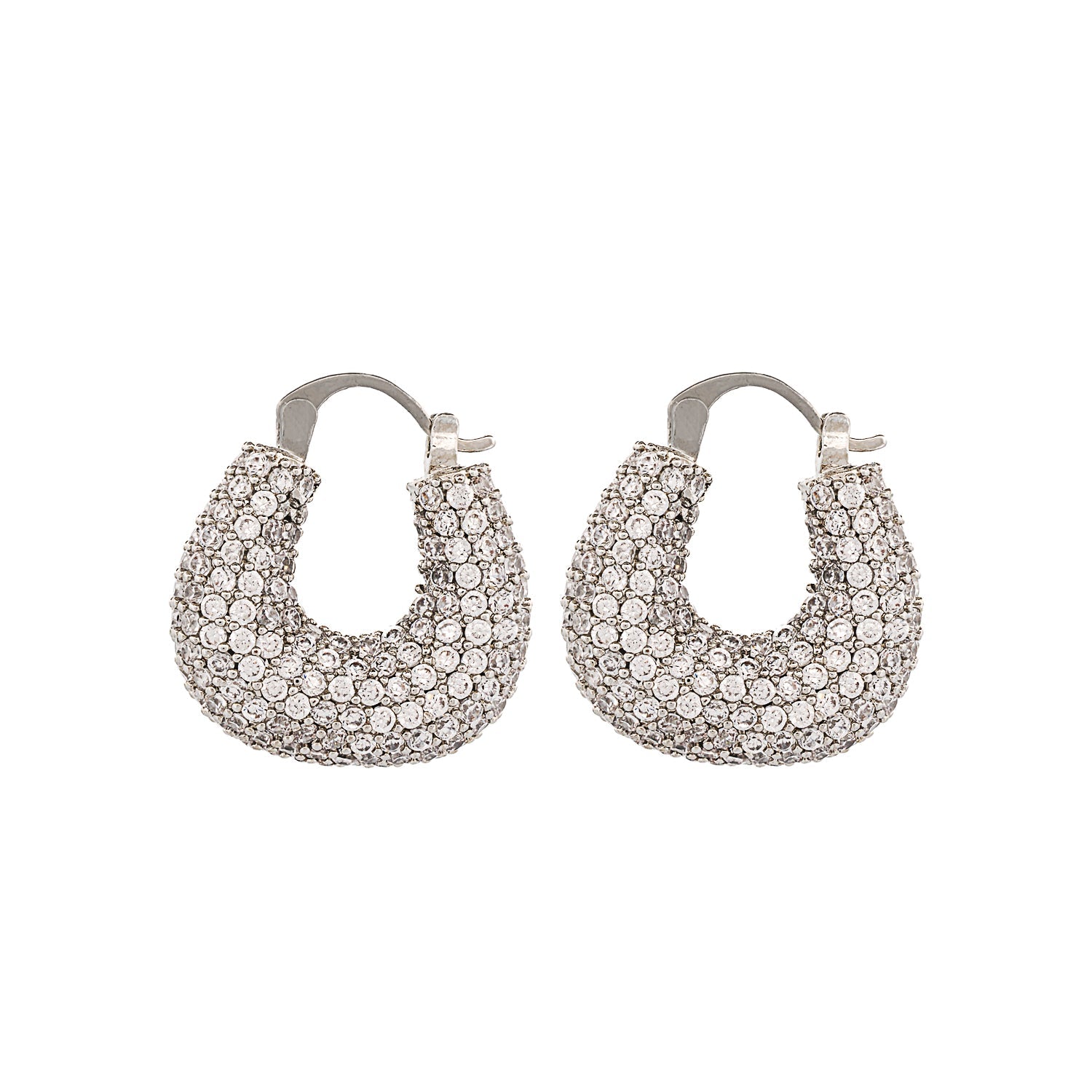 Sparkly Diamond Silver Fashion Earrings - Silver