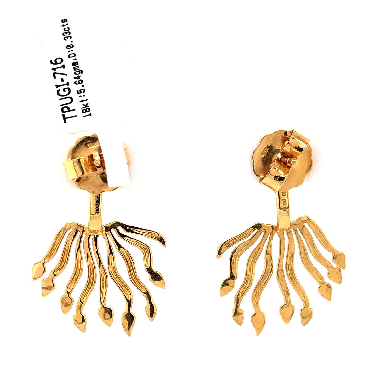 Pave Diamond Sunlight Ear Jacket Earrings In Yellow Gold