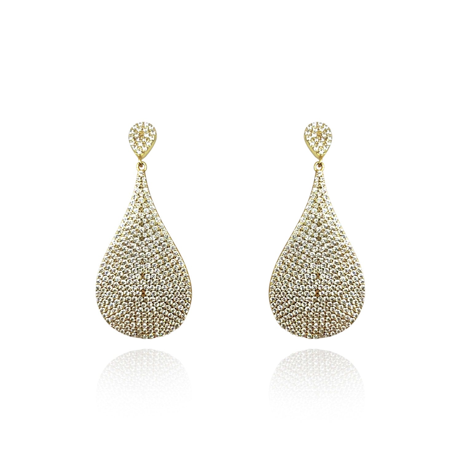 Pave Drop Large Pear Shape Earrings With Multi Cubic Zirconium