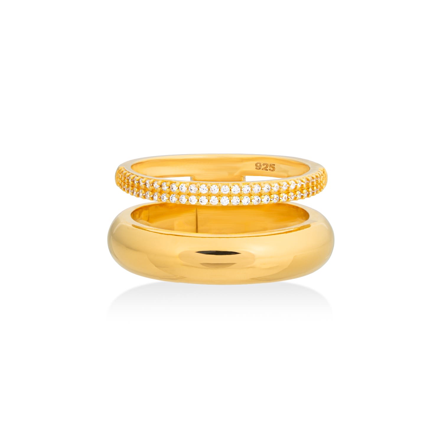 Pave Dual Ring Gold