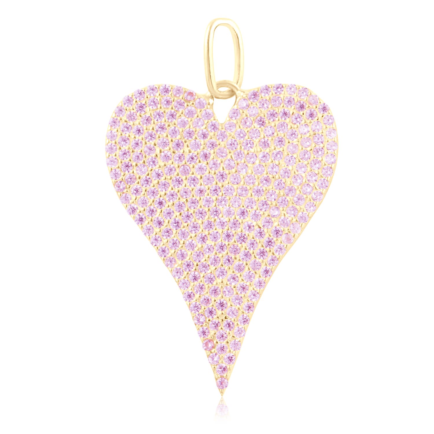 Pave Heart Charm - Pink