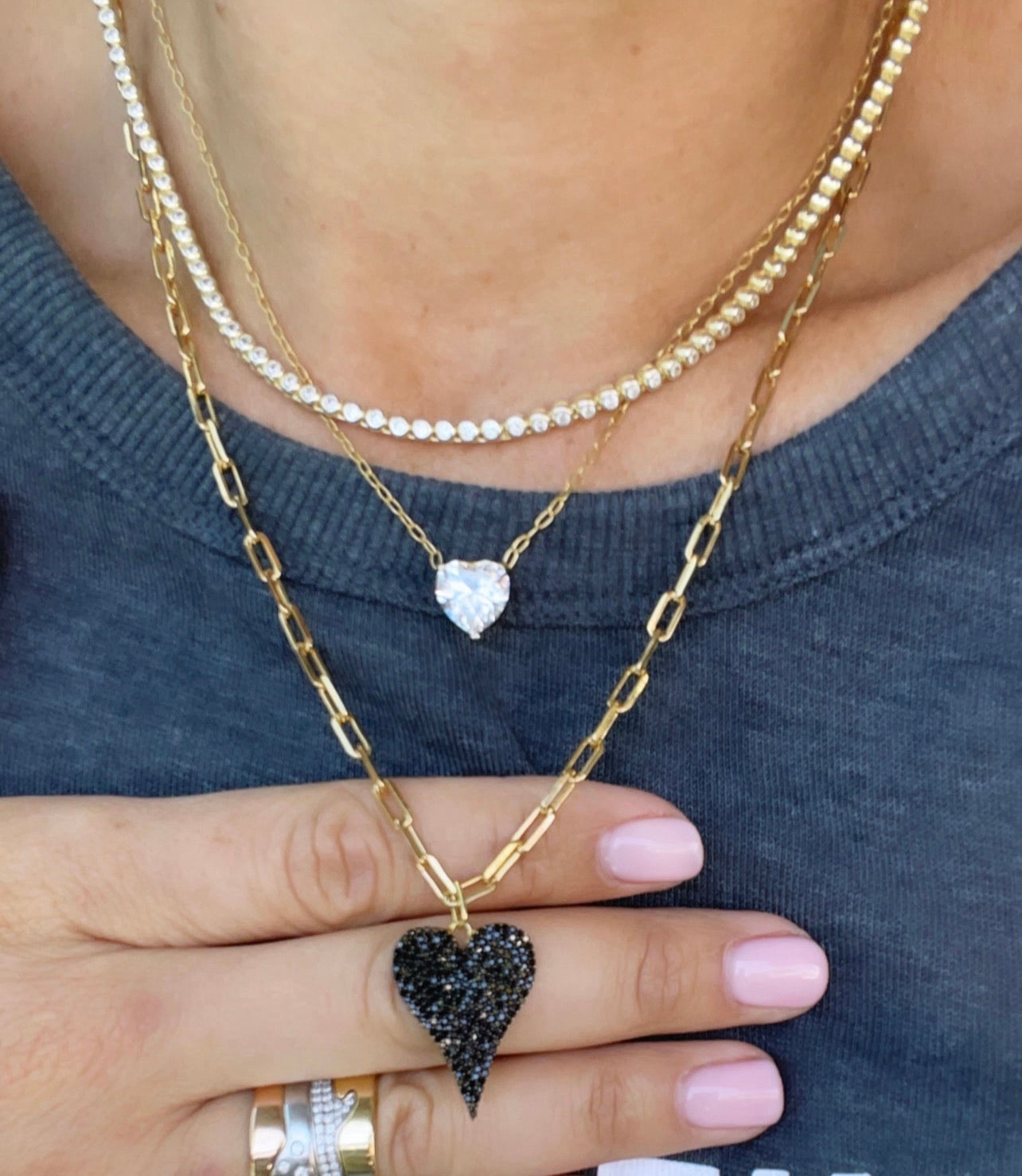 Pave Heart Charm - Black
