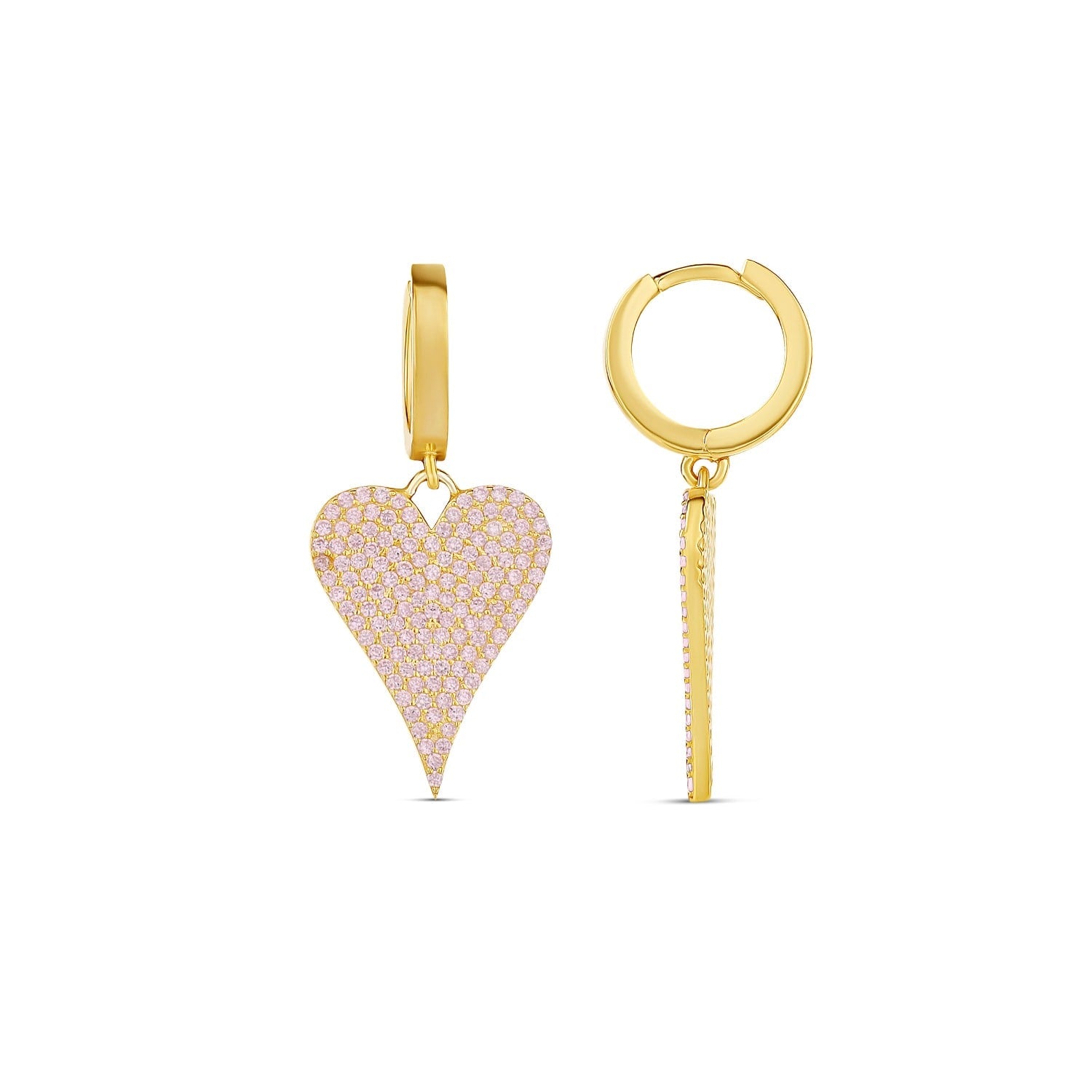 Pave Heart Earrings - Light Pink