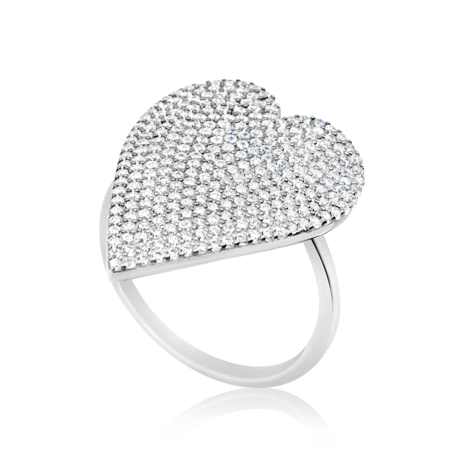 Pave Heart Ring - Silver