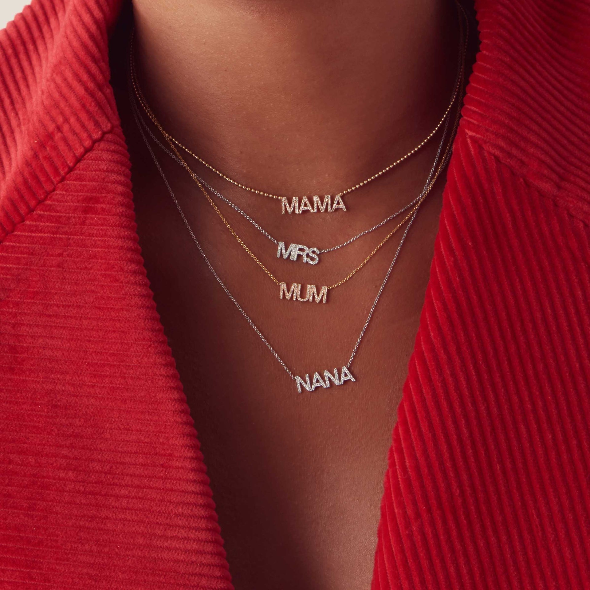 Pavé Nana Necklace - Yellow Gold