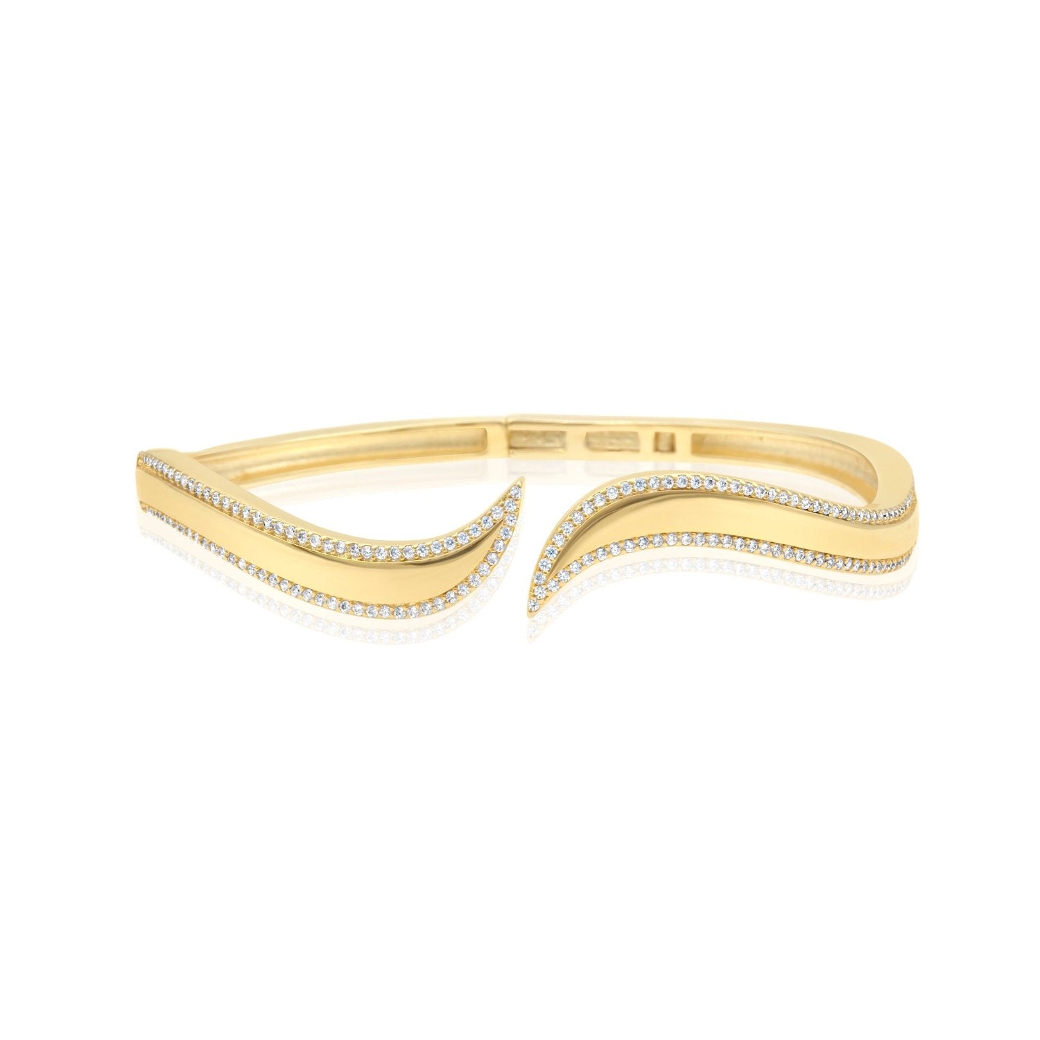 Pave Outline Curl Cuff - Gold