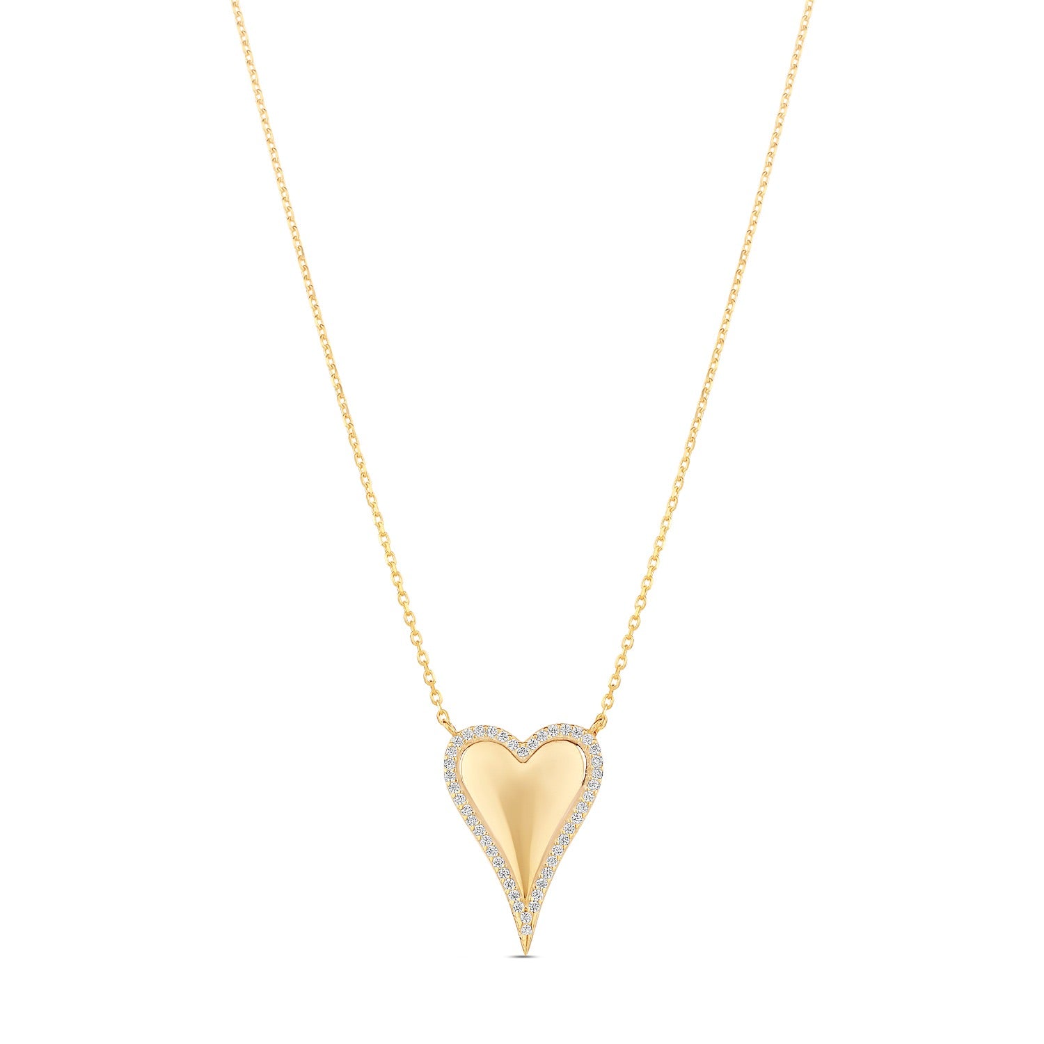 Pave Outline Gold Heart Necklace - Gold