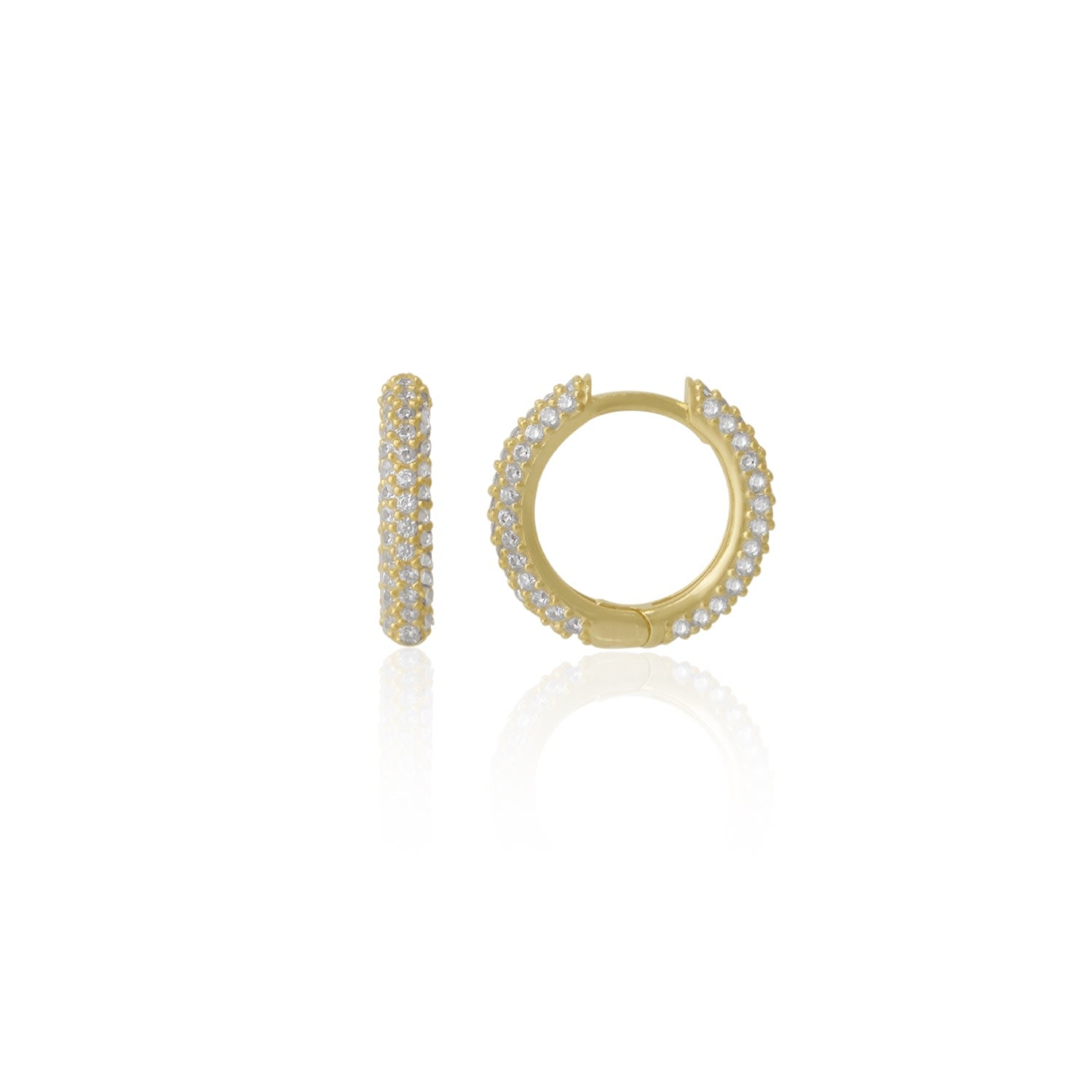 Pave Sterling Silver Hoop Earring - Gold