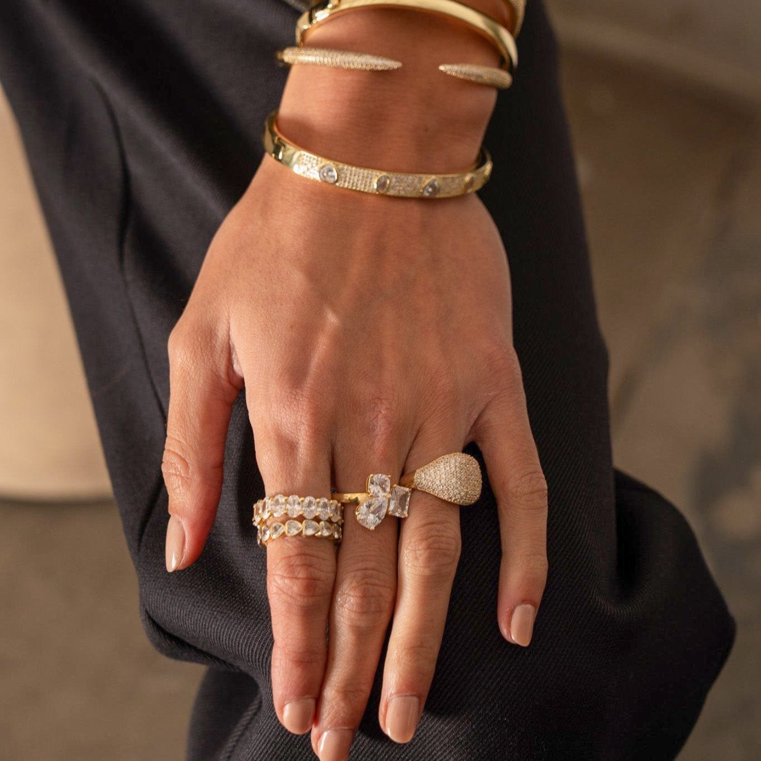 Pave Signet Ring - Gold