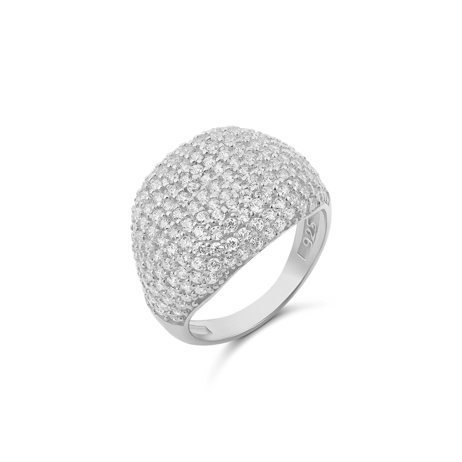 Pave Signet Ring - Silver