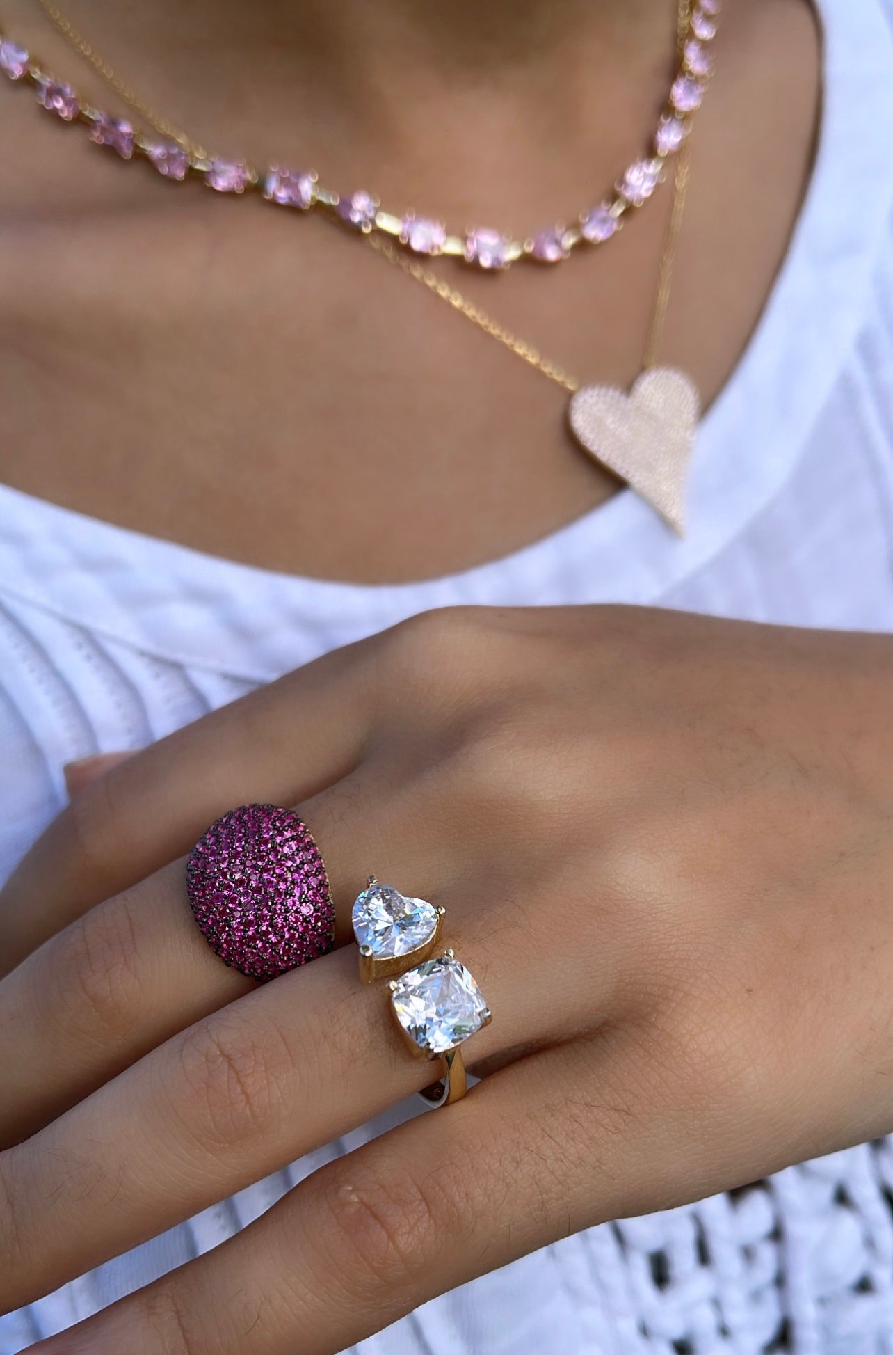 Pave Signet Ring - Pink