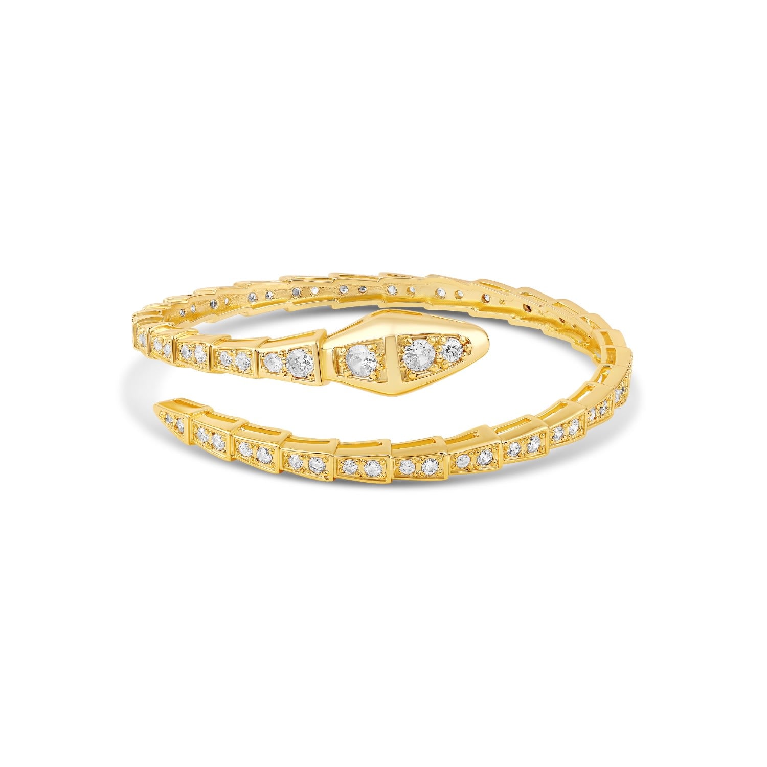 Pave Snake Flexible Bangle - Gold