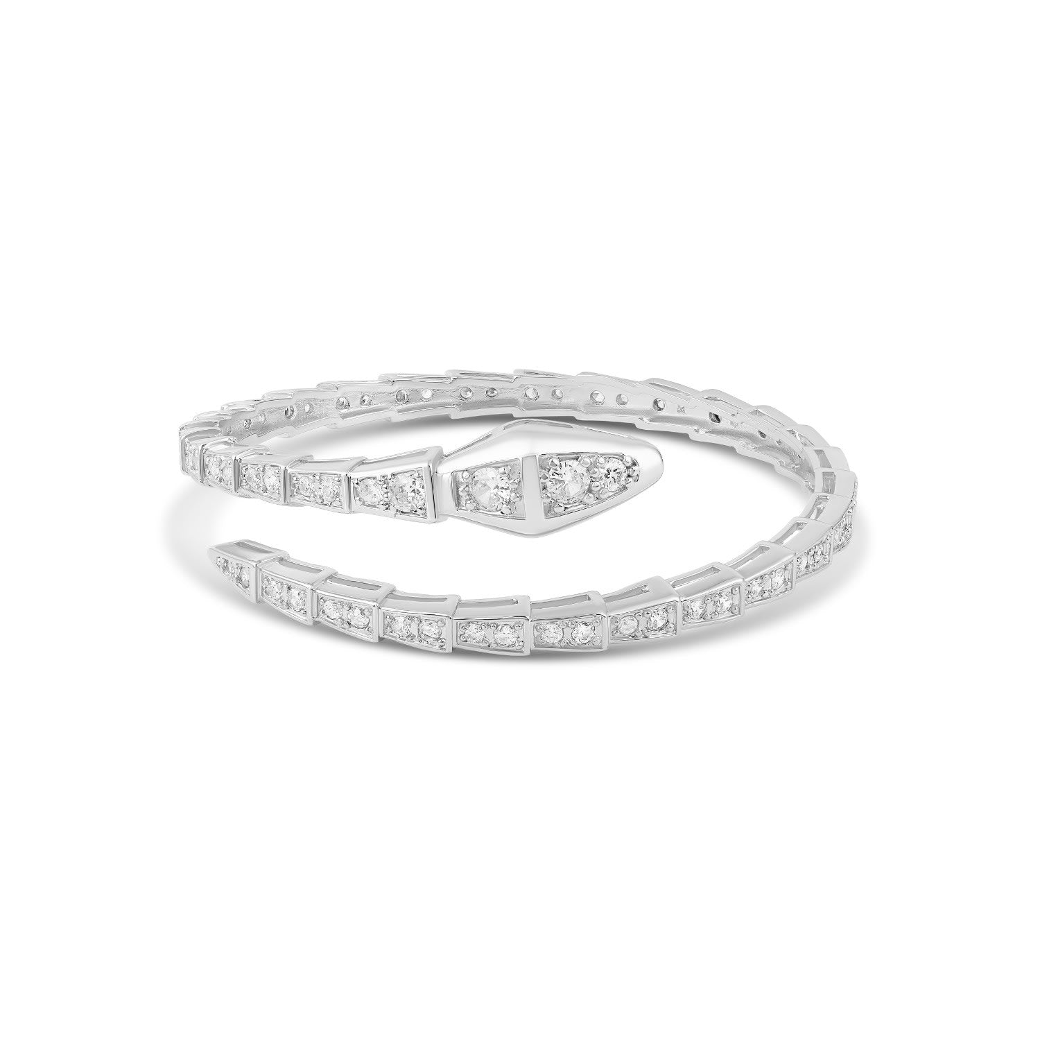 Pave Snake Flexible Bangle - Silver