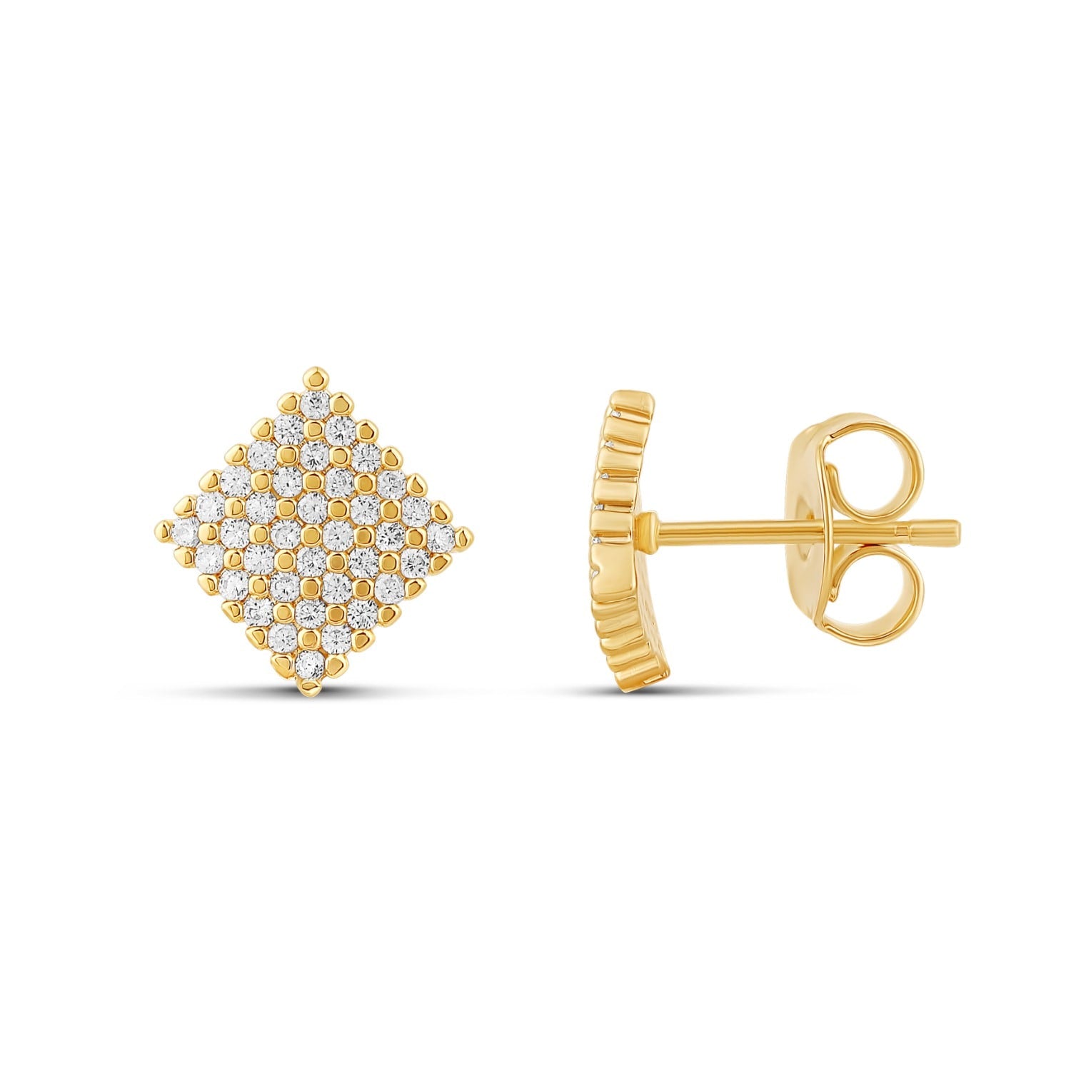 Pave Square Studs - Gold