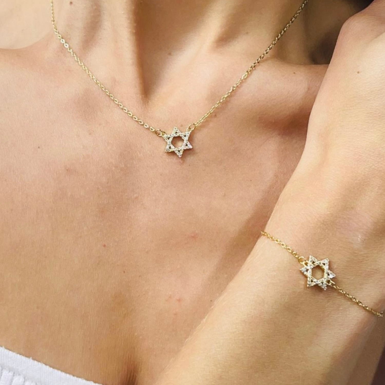 Pave Star Of David Bracelet - Gold