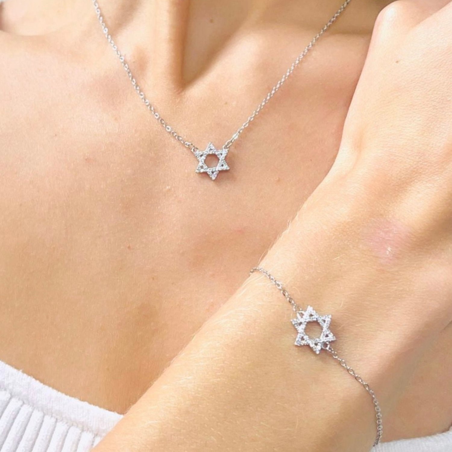 Pave Star Of David Bracelet - Silver