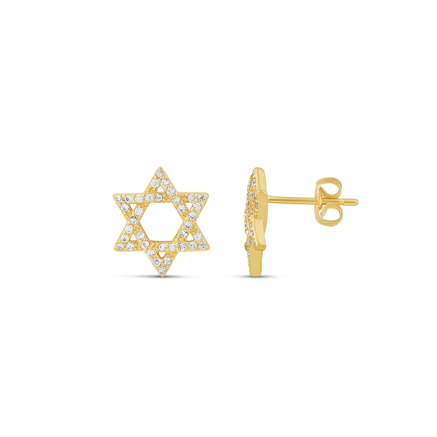 Pave Star Of David Studs - Gold