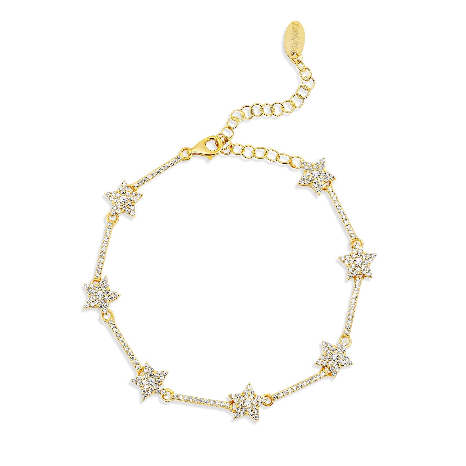 Pave Star Tennis Bracelet - Gold