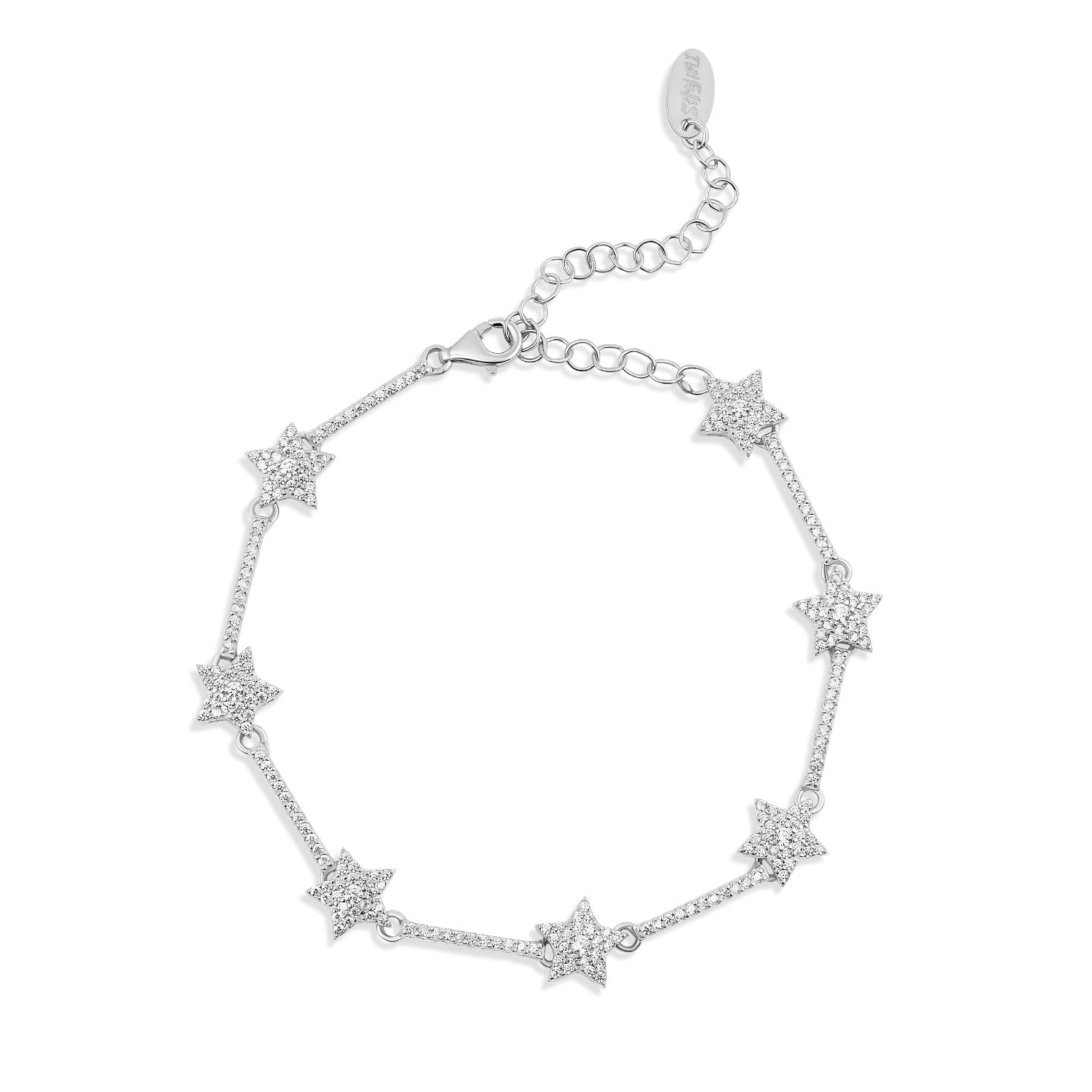 Pave Star Tennis Bracelet - Silver