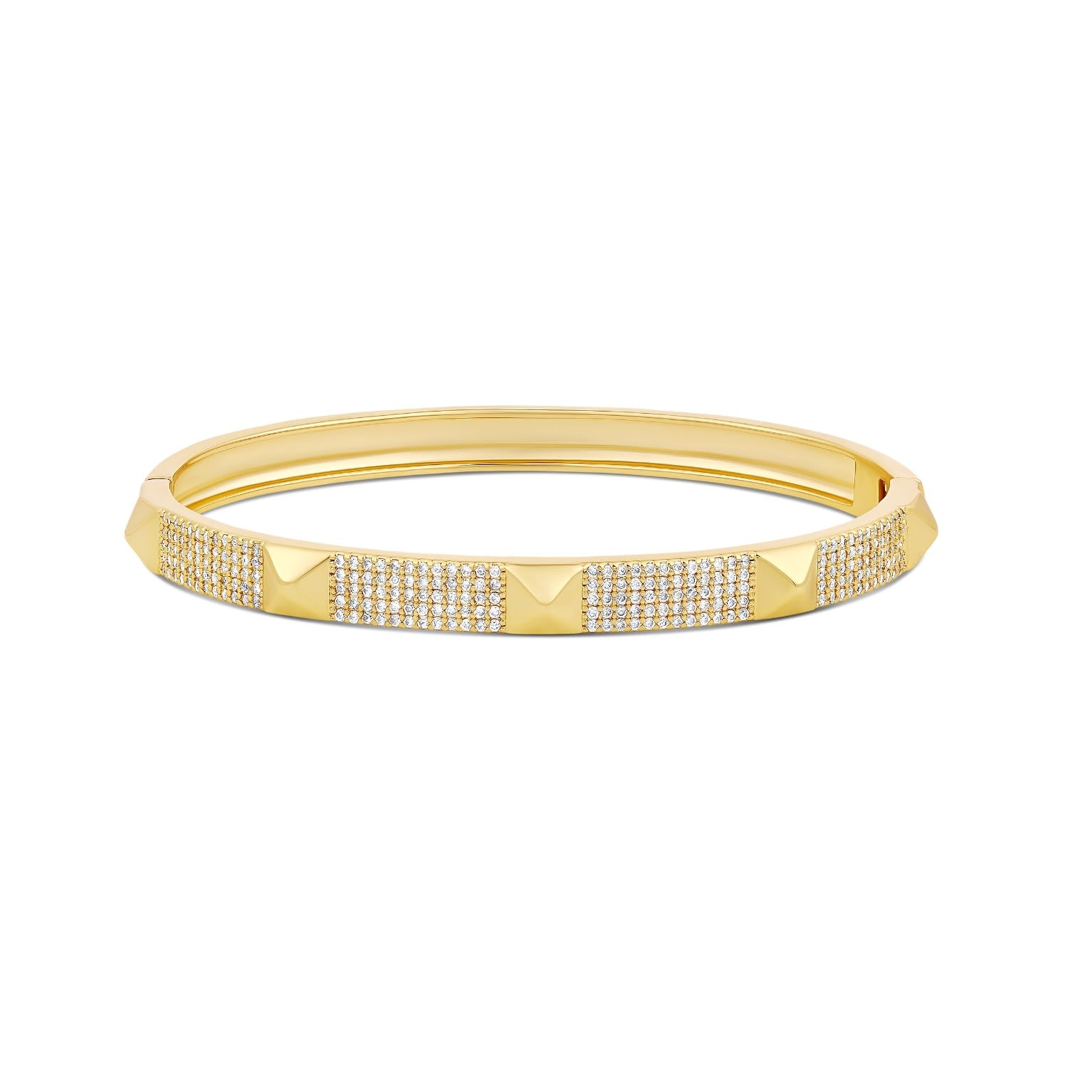 Pave Studded Five Row Bangle - Gold