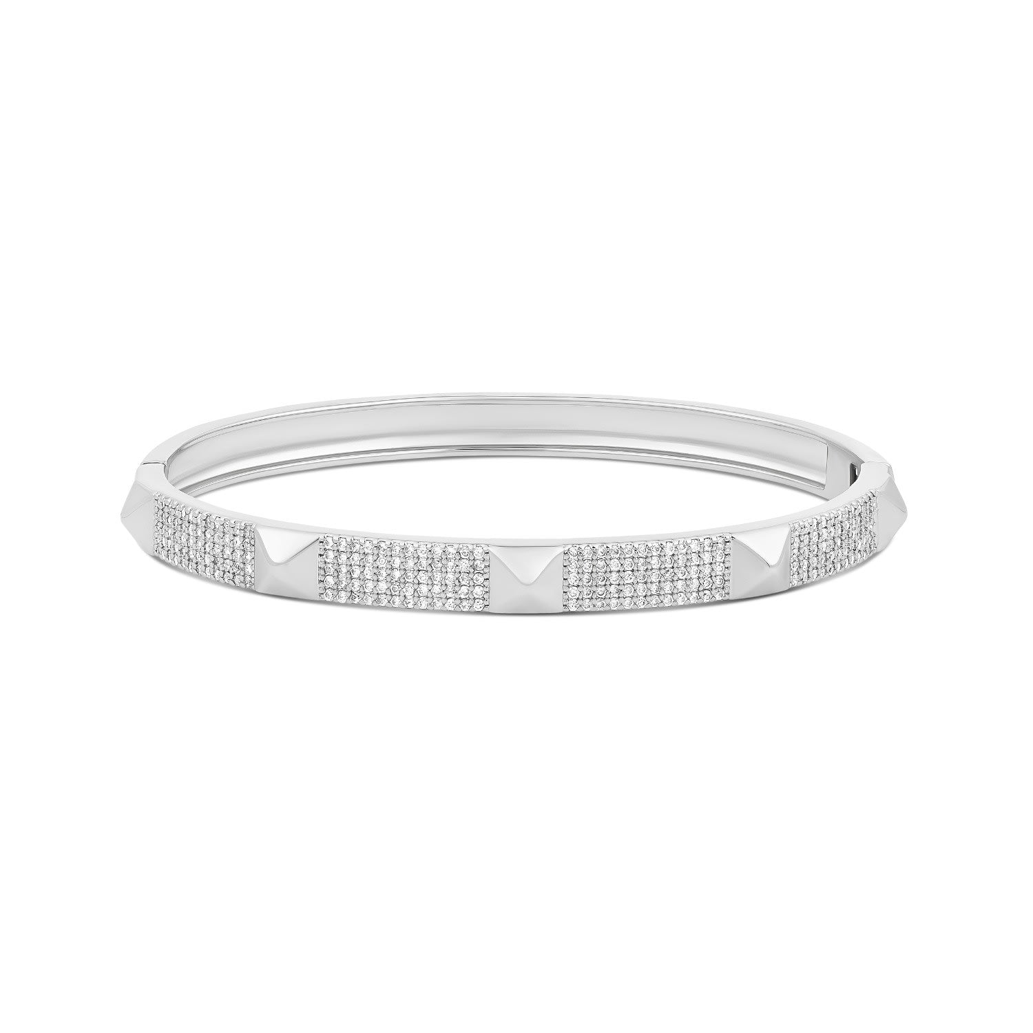 Pave Studded Five Row Bangle - Silver
