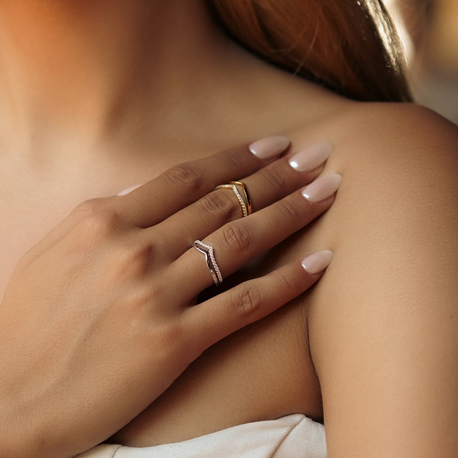 Sterling Silver Plain Polished Wishbone V Ring - Silver