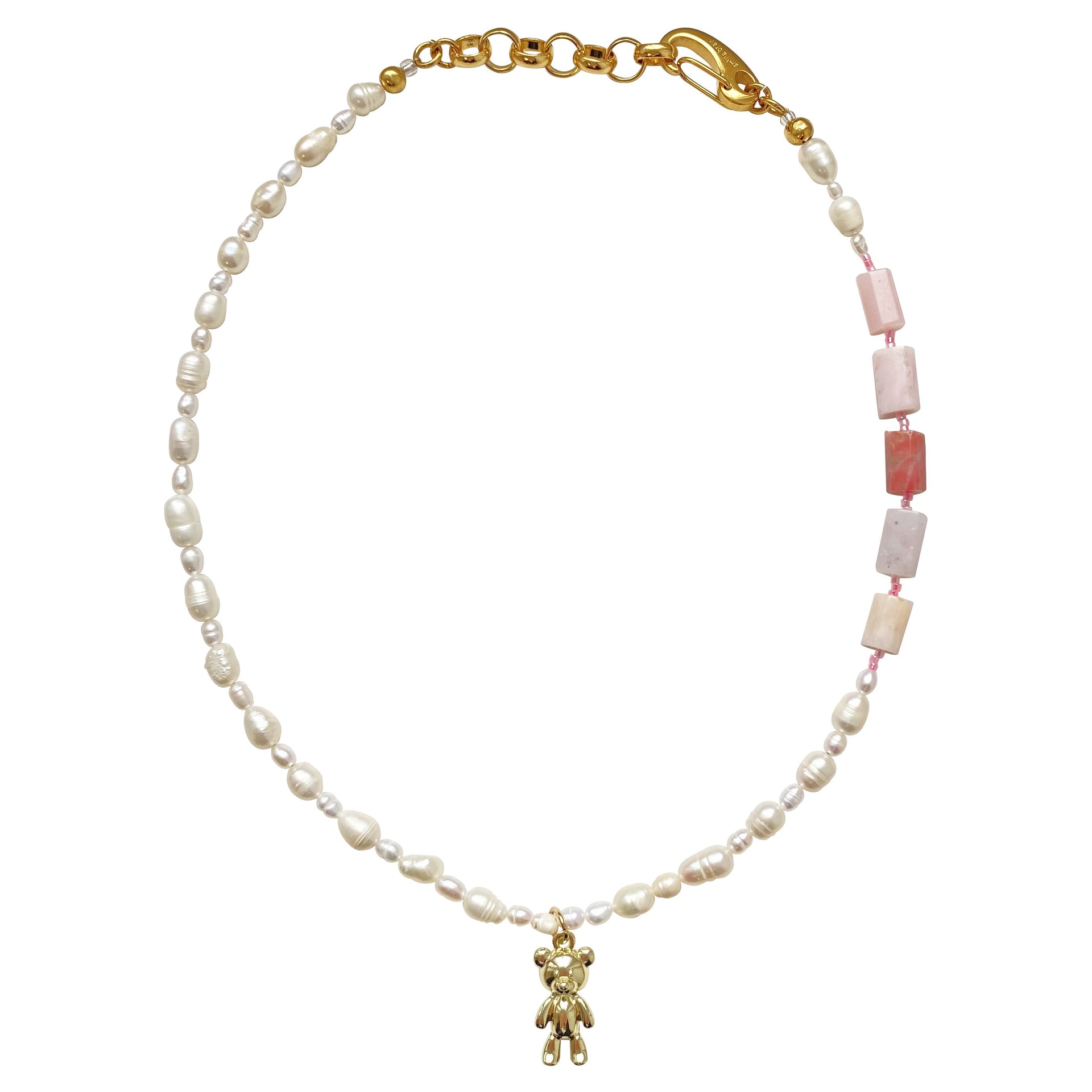 Pink Opal Pearl Teddy Necklace Travis