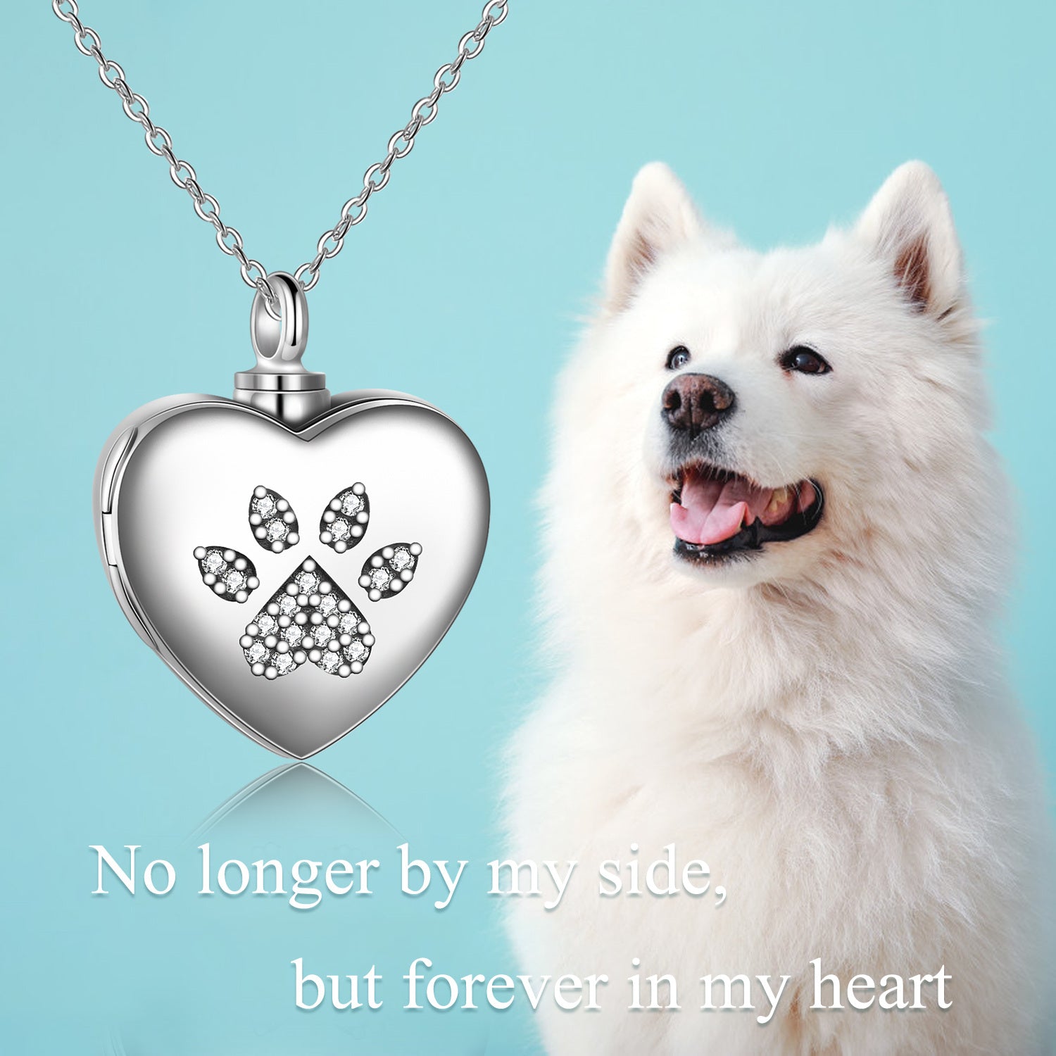 Sterling Silver Paw Heart Personalized Photo Locket Engraved Necklace for Women Men