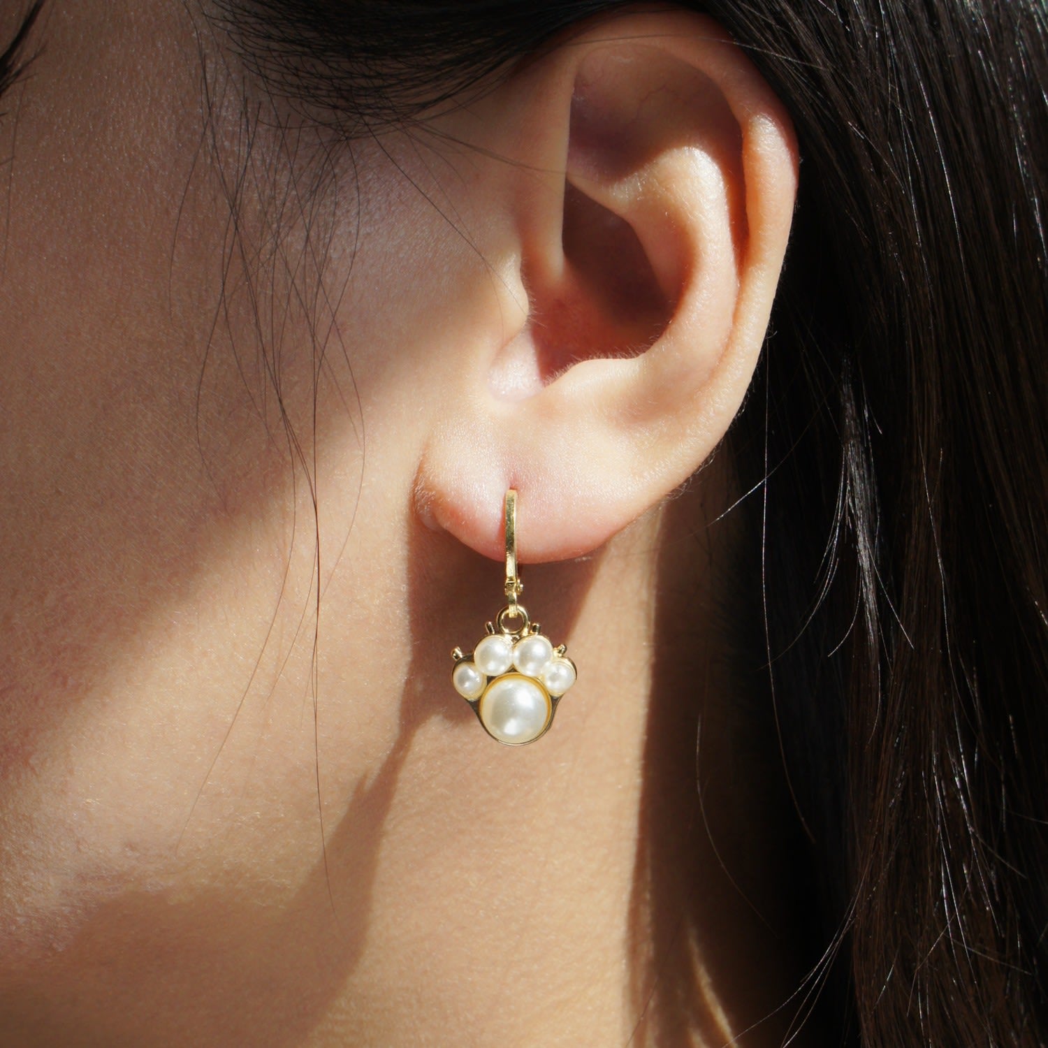 Pawsitive Golden Terrier And Pearl Paw Mixmatch Drop Earrings