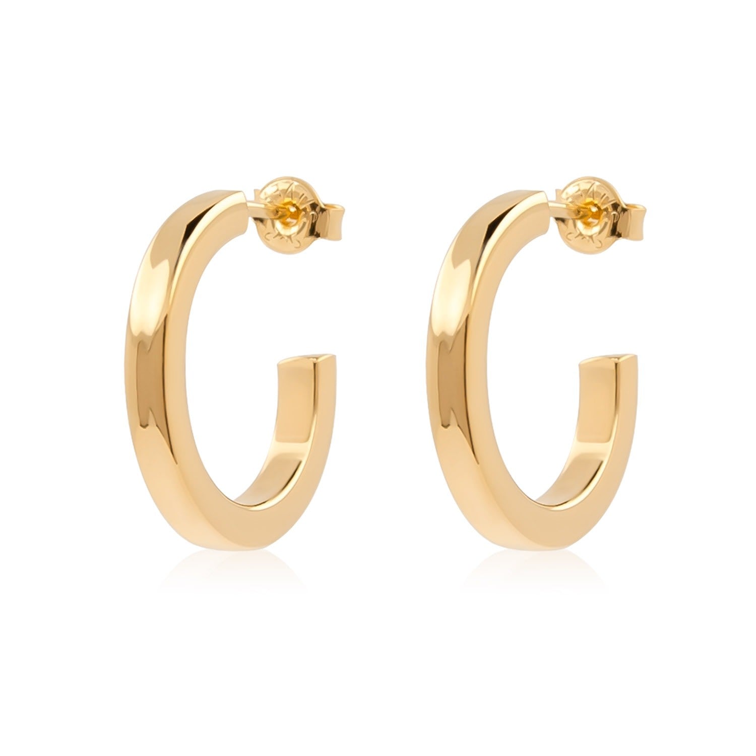 Gold Square Tube Hoop Earrings