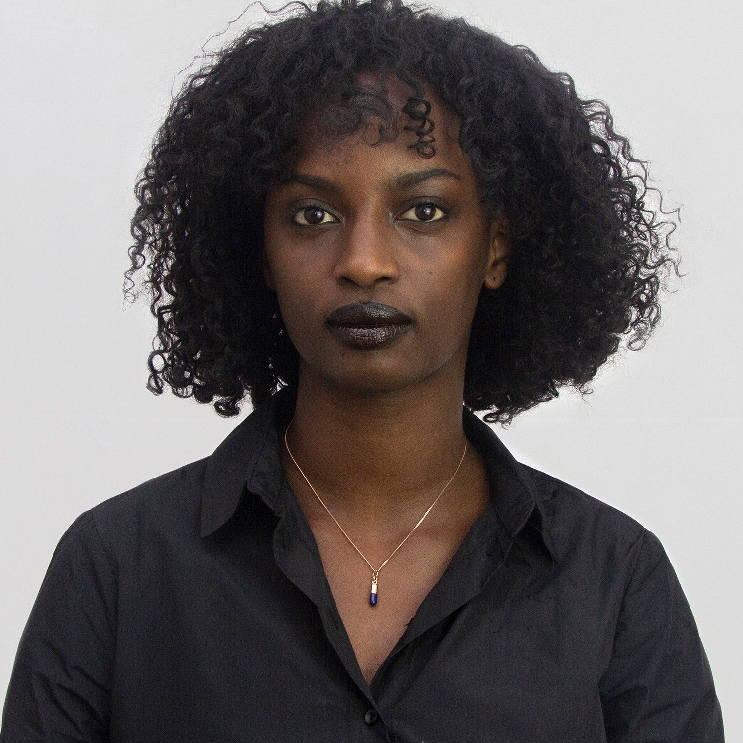 18Kt Rose Gold-Plated & Midnight Blue Mini Pill Pendant