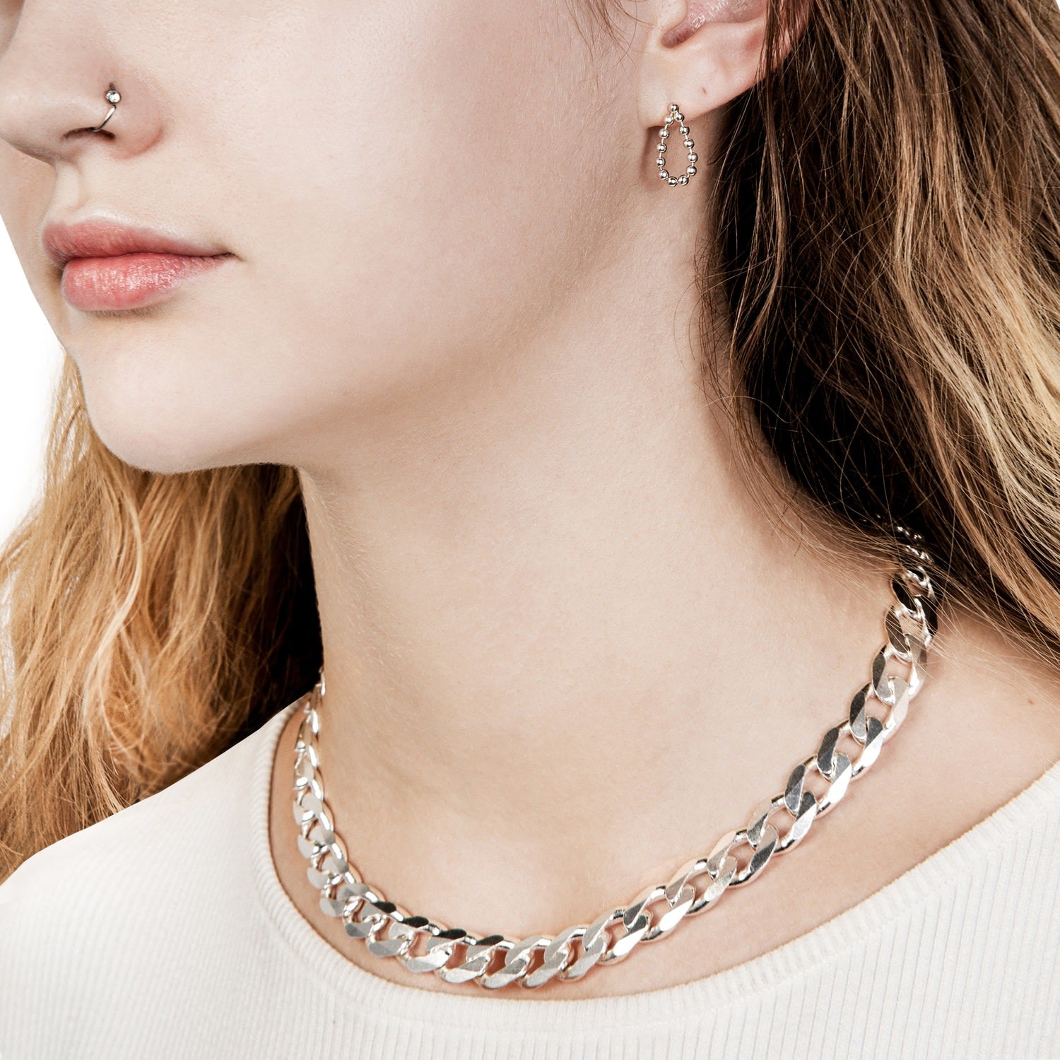 10.3Mm Classic Cuban Flat Curb Chain Necklace