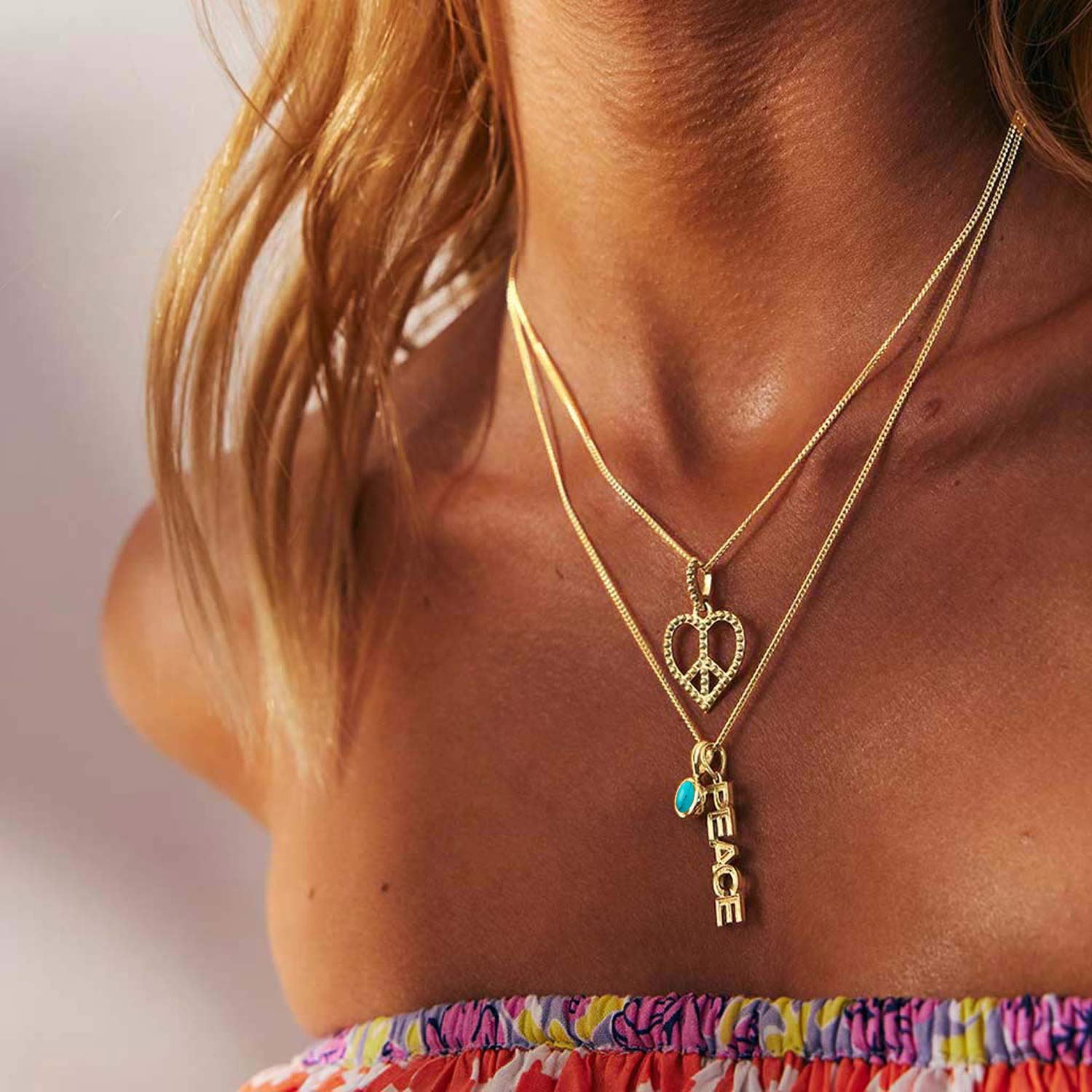 Peace Rocks Gold Vermeil Necklace With Turquoise Birthstone Charm