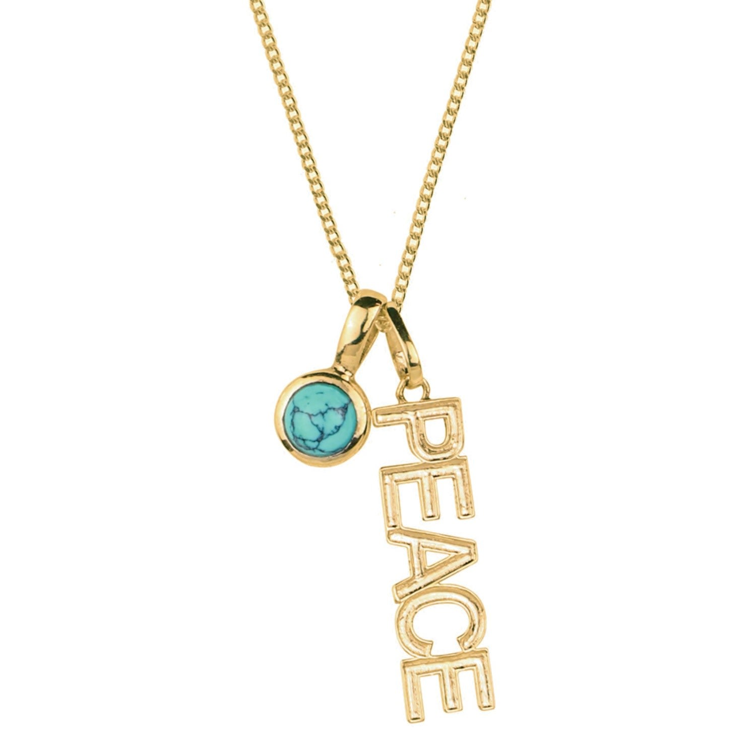 Peace Rocks Gold Vermeil Necklace With Turquoise Birthstone Charm