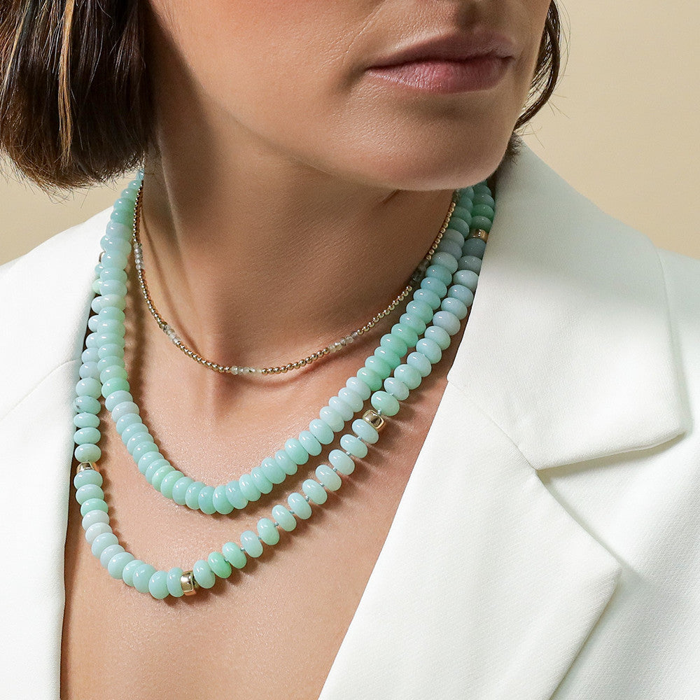 Peacock Green Opal & Gold Necklace