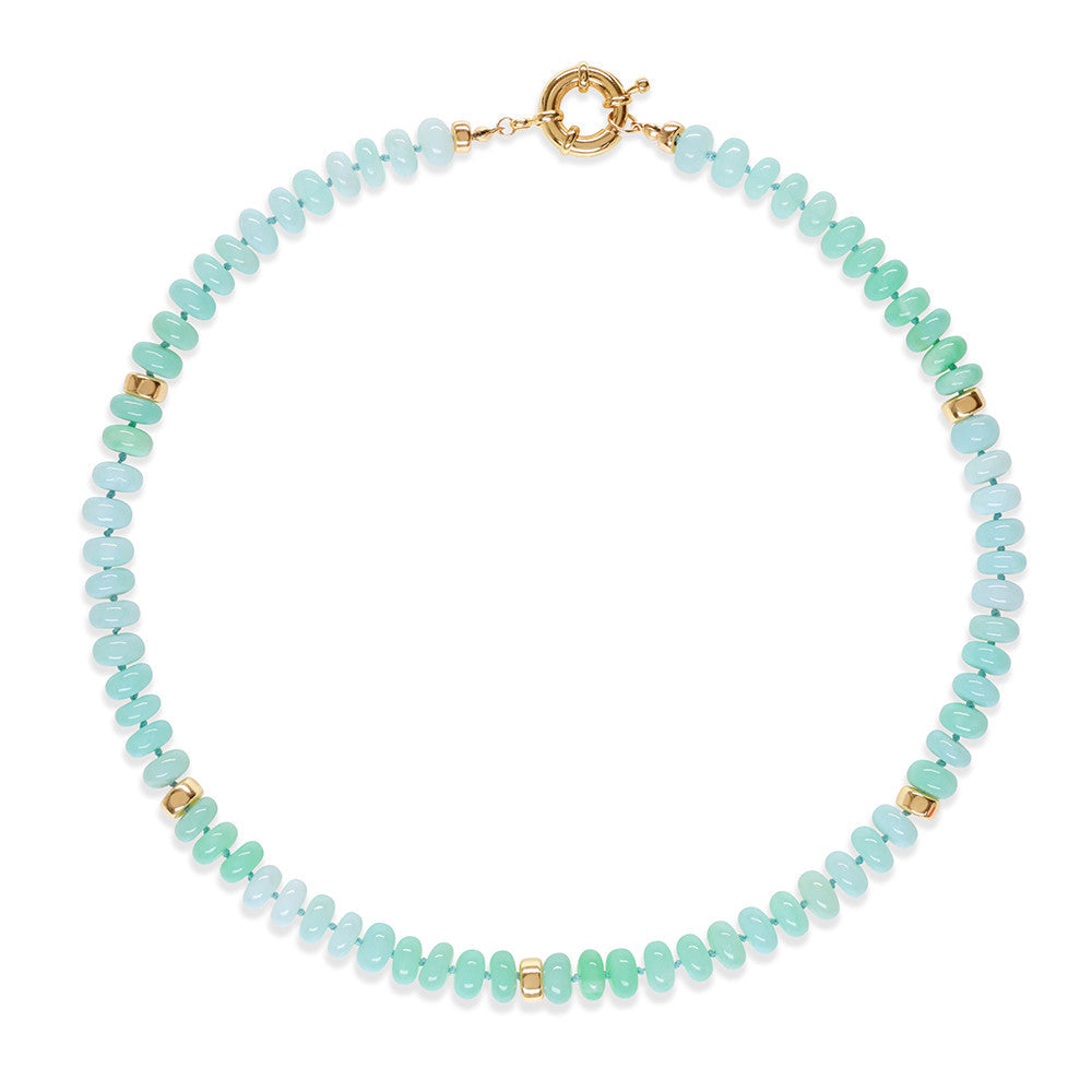 Peacock Green Opal & Gold Necklace