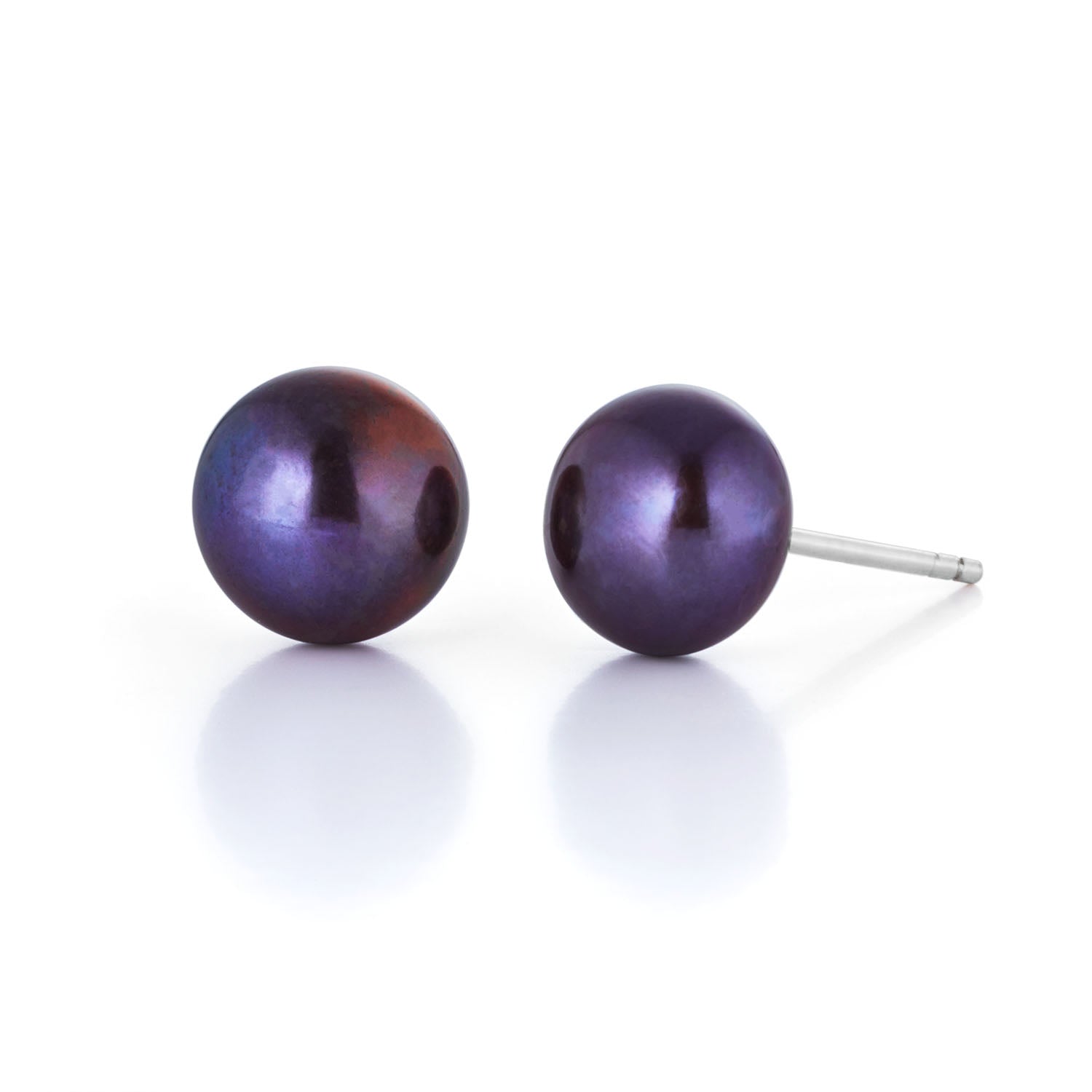 Peacock Large Pearl Button Stud Earrings