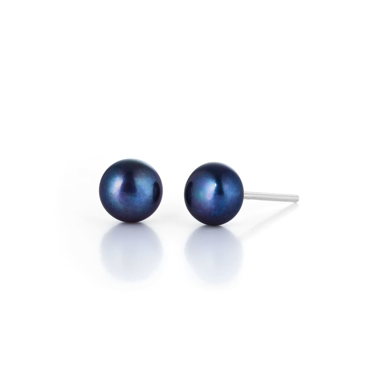 Peacock Pearl Button Stud Earrings Sterling Silver